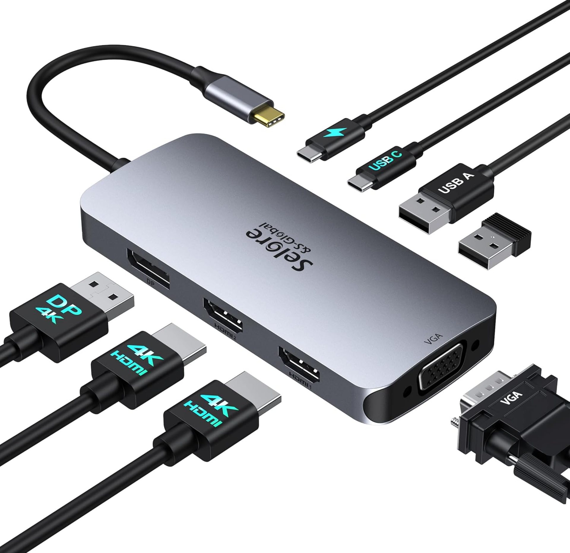 USB C Docking Station Dual HDMI Monitor Adapter, Selore USB C Hub 3 Monitors Adapter with Dual HDMI, Displayport, VGA, 100W PD Charging, 3USB 2.0 Ports Adapter for Dell XPS, HP, Lenovo, etc USB C Docking Station Dual HDMI Monitor Adapter, Selore USB C Hub 3 Monitors Adapter with Dual HDMI, Displayport, VGA, 100W PD Charging, 3USB 2.0 Ports Adapter for Dell XPS, HP, Lenovo, etc