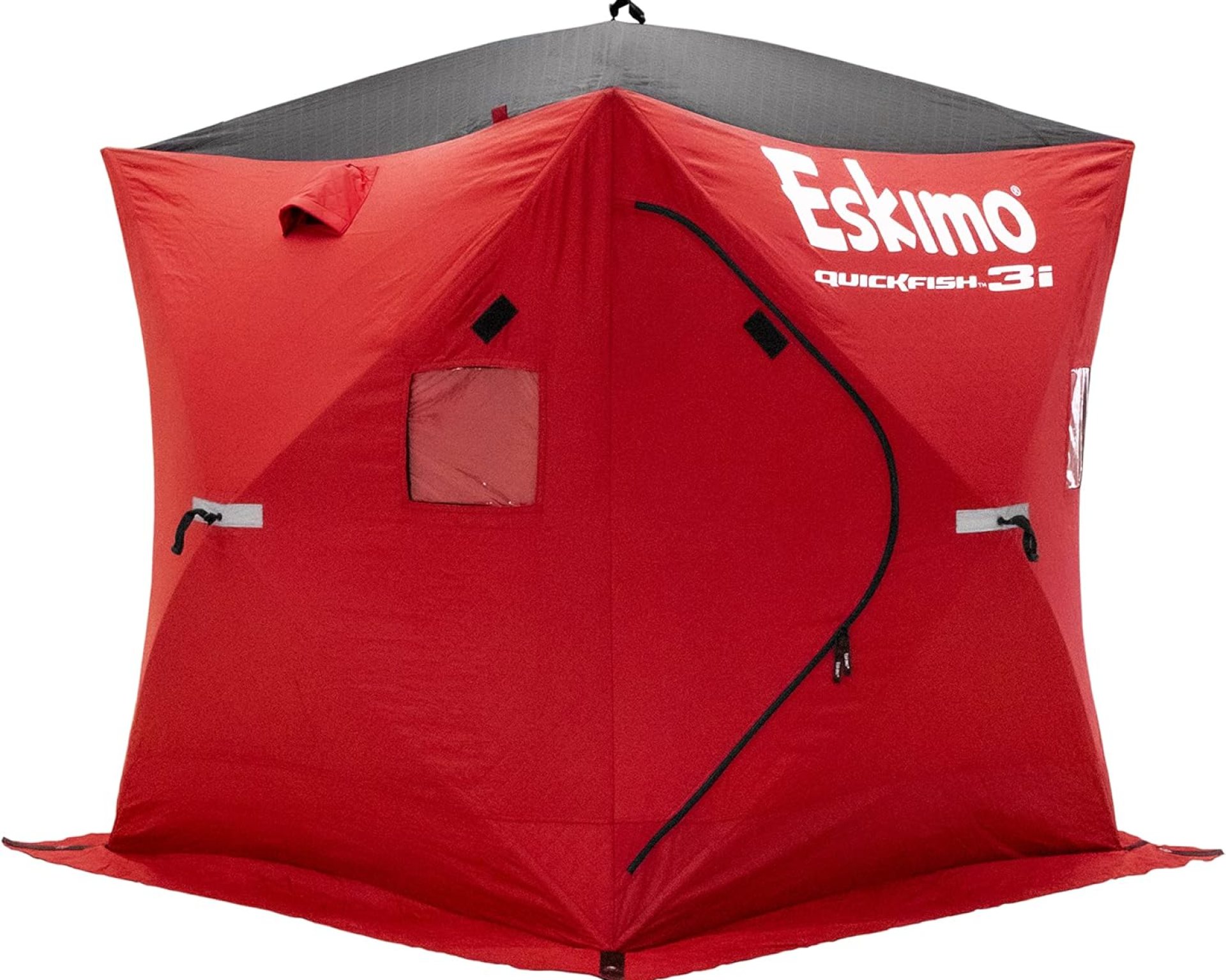 Eskimo 69445 Quickfish 3i Insulated Pop-Up Portable Hub-Style Ice Fishing Shelter, 34 Square Feet of Fishable Area, 3 Person Shelter, Red Eskimo 69445 Quickfish 3i Insulated Pop-Up Portable Hub-Style Ice Fishing Shelter, 34 Square Feet of Fishable Area, 3 Person Shelter, Red