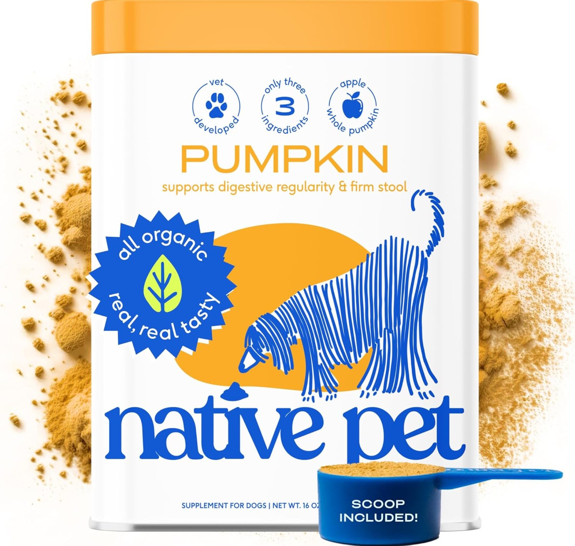 Native Pet Pumpkin for Dogs – Organic Powder Pumpkin Puree Dog Food Toppers -Rich in Fiber Supplement Powder Helps with Digestion, Nutrient Absorption, Diarrhea, Constipation & Upset Stomach-60 Scoops Native Pet Pumpkin for Dogs – Organic Powder Pumpkin Puree Dog Food Toppers -Rich in Fiber Supplement Powder Helps with Digestion, Nutrient Absorption, Diarrhea, Constipation & Upset Stomach-60 Scoops