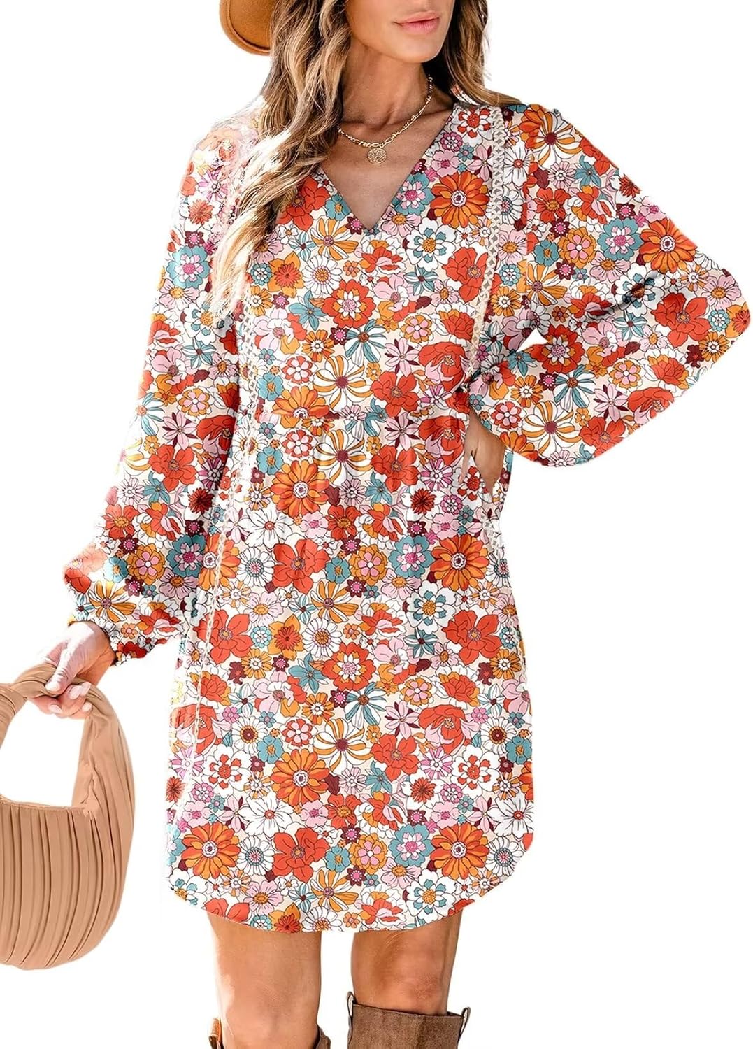 Dokotoo Women’s V Neck Floral Embroidered Lace Trim Mini Dress Long Peasant Sleeves Flowy Dress Fall Dresses Dokotoo Women’s V Neck Floral Embroidered Lace Trim Mini Dress Long Peasant Sleeves Flowy Dress Fall Dresses