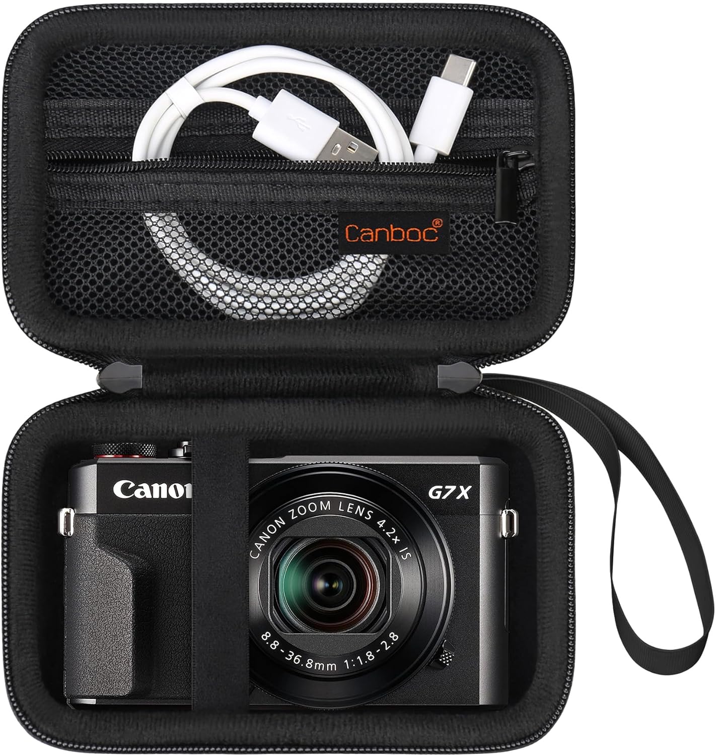 Canboc Camera Case for Canon PowerShot G7 X Mark II/ G7X Mark III Digital 4K Vlogging Camera, Point and Shoot 4K Video Camera Bag, Zipper Mesh Pocket fits USB Cable, Batteries, Black Canboc Camera Case for Canon PowerShot G7 X Mark II/ G7X Mark III Digital 4K Vlogging Camera, Point and Shoot 4K Video Camera Bag, Zipper Mesh Pocket fits USB Cable, Batteries, Black