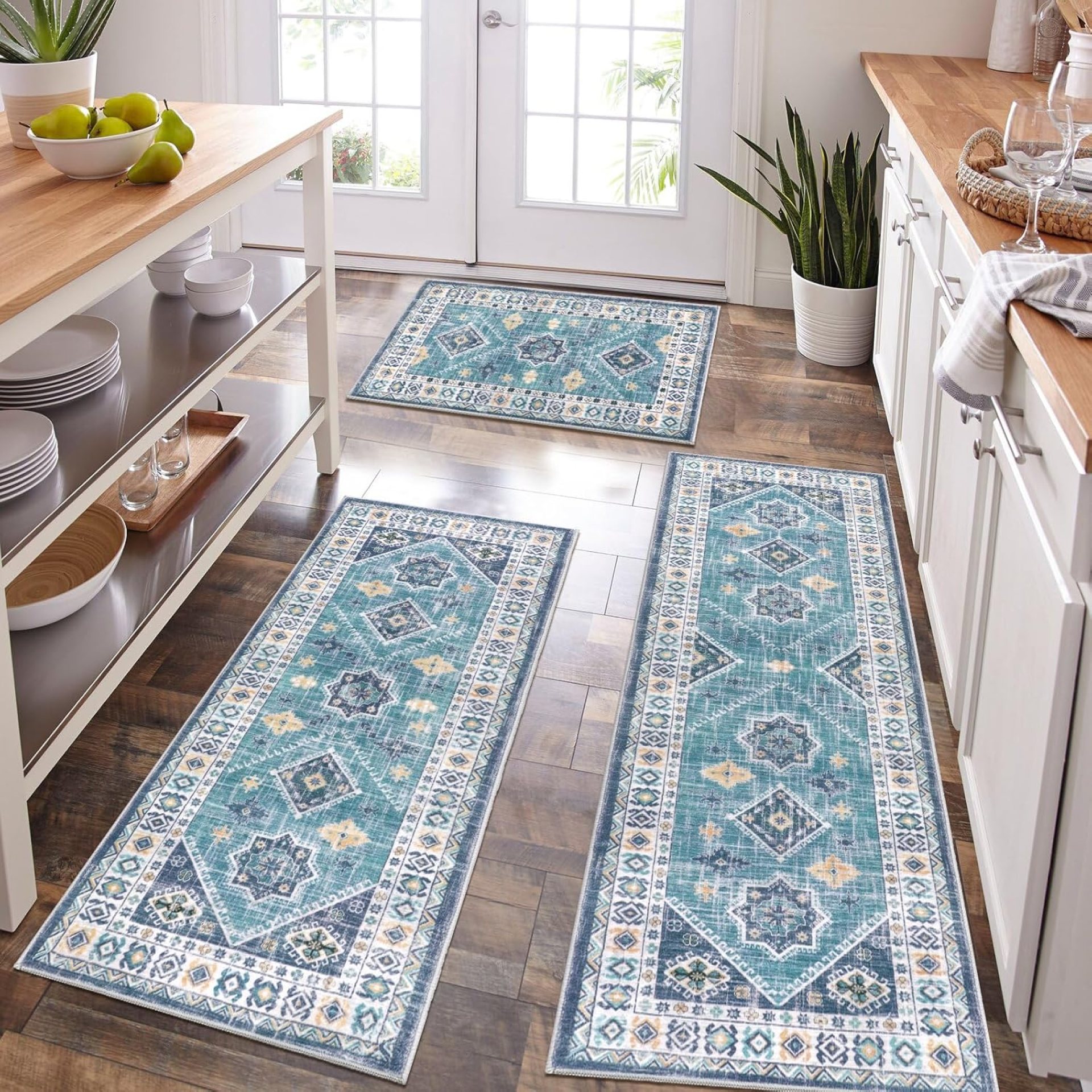 HEBE Boho Kitchen Rug Sets 3 Piece with Runner Non Slip Kitchen Rugs and Mats Washable Kitchen Mats for Floor Thick Kitchen Floor Mat Carpet Runner Rugs for Hallway Laundry Holiday Decor HEBE Boho Kitchen Rug Sets 3 Piece with Runner Non Slip Kitchen Rugs and Mats Washable Kitchen Mats for Floor Thick Kitchen Floor Mat Carpet Runner Rugs for Hallway Laundry Holiday Decor