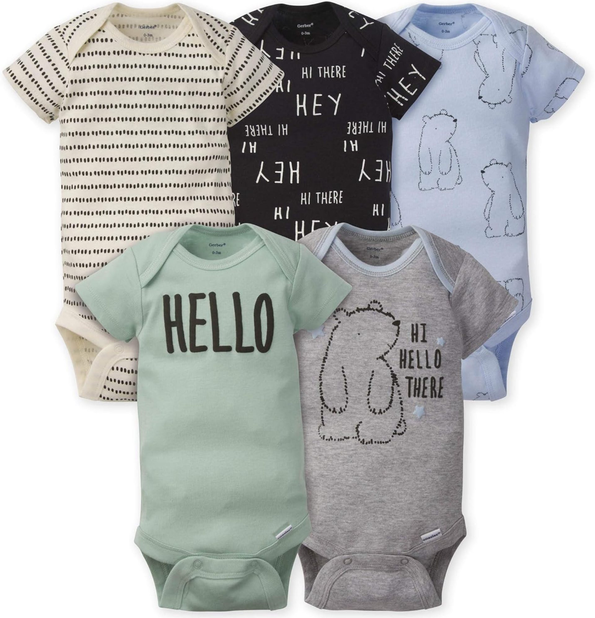 Gerber baby-boys 5-pack Short Sleeve Variety Onesies Bodysuits Gerber baby-boys 5-pack Short Sleeve Variety Onesies Bodysuits