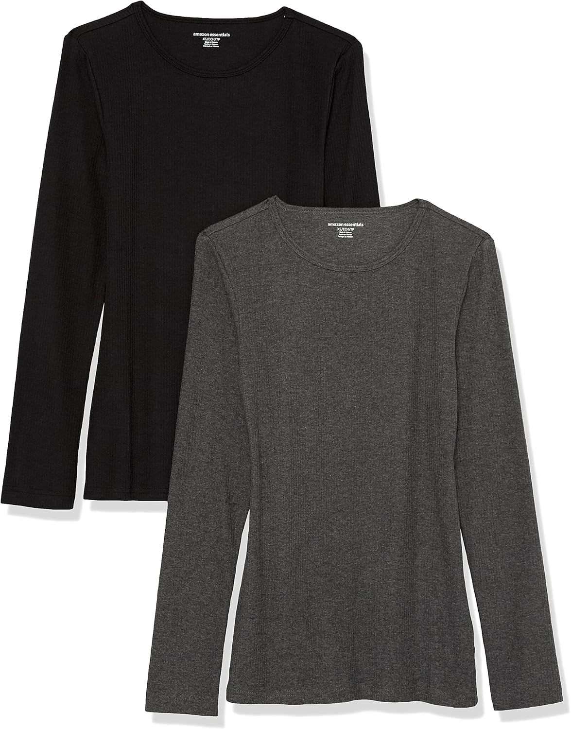 Amazon Essentials Women’s Slim-Fit Long Sleeve Rib Knit Crew Neck Top (Available in Plus Size), Pack of 2 Amazon Essentials Women’s Slim-Fit Long Sleeve Rib Knit Crew Neck Top (Available in Plus Size), Pack of 2