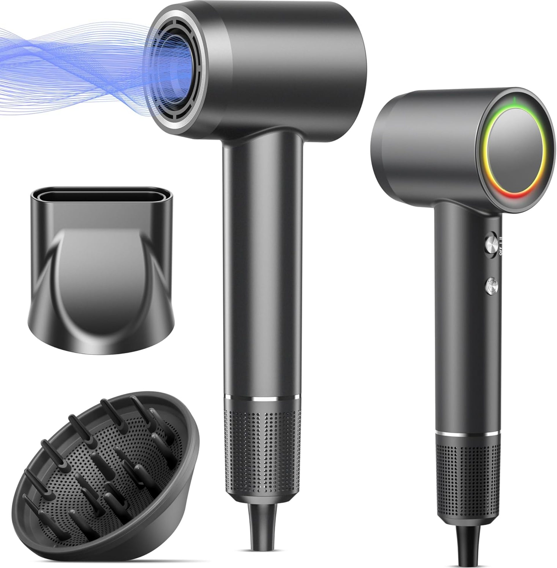 Hair Dryer, 160000 RPM Professional High Speed Ionic Blow Dryer for Fast Drying, 500 Millions Negative Ions Care & Heat-Control & Low Noise Hair dryer with Magnetic Diffuser and Nozzle, No Heat Damage Hair Dryer, 160000 RPM Professional High Speed Ionic Blow Dryer for Fast Drying, 500 Millions Negative Ions Care & Heat-Control & Low Noise Hair dryer with Magnetic Diffuser and Nozzle, No Heat Damage