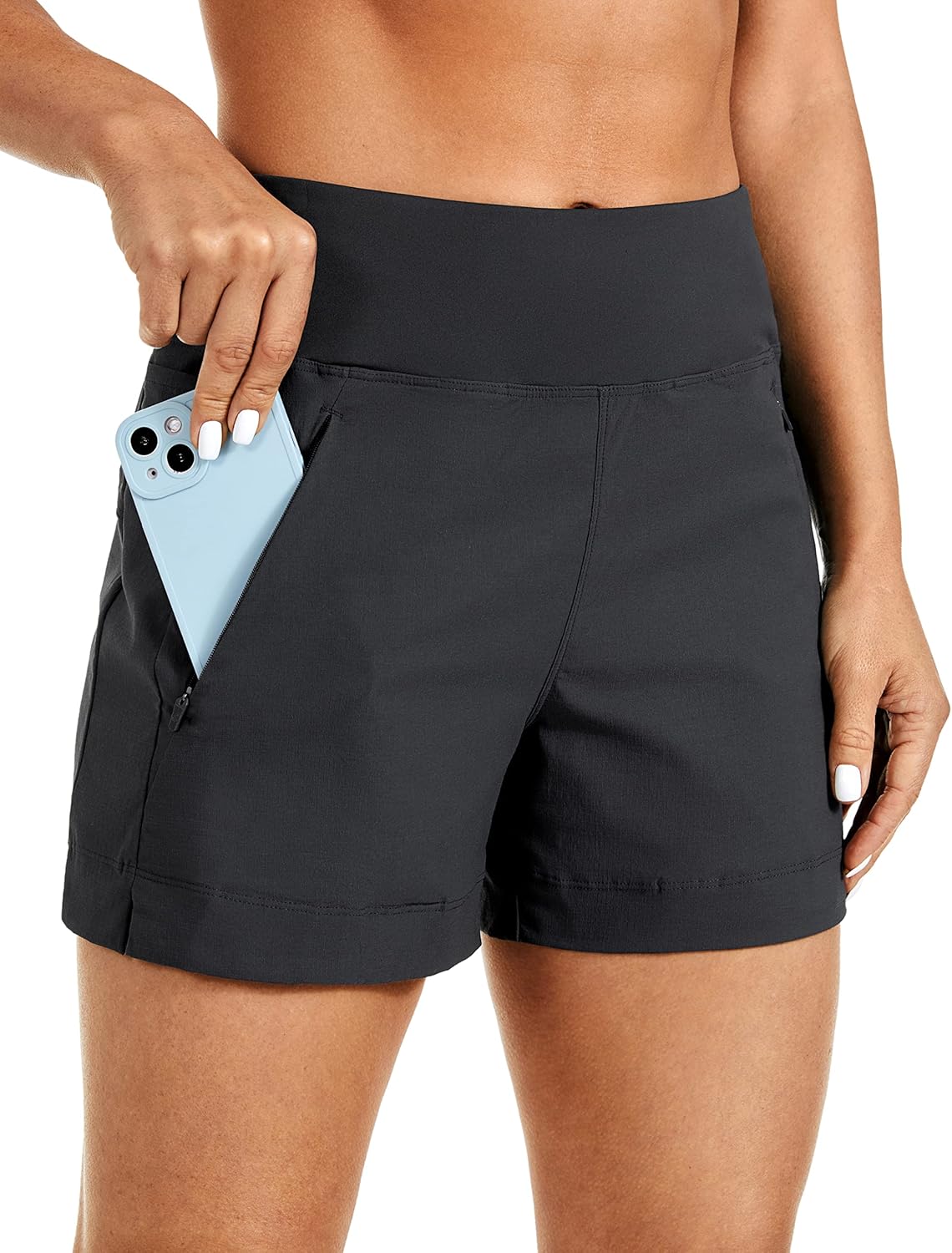 CRZ YOGA Women’s Lightweight Mid Rise Hiking Shorts 4” – Stretch for Athletic Summer Travel Outdoor Golf with Zip Pockets CRZ YOGA Women’s Lightweight Mid Rise Hiking Shorts 4” – Stretch for Athletic Summer Travel Outdoor Golf with Zip Pockets