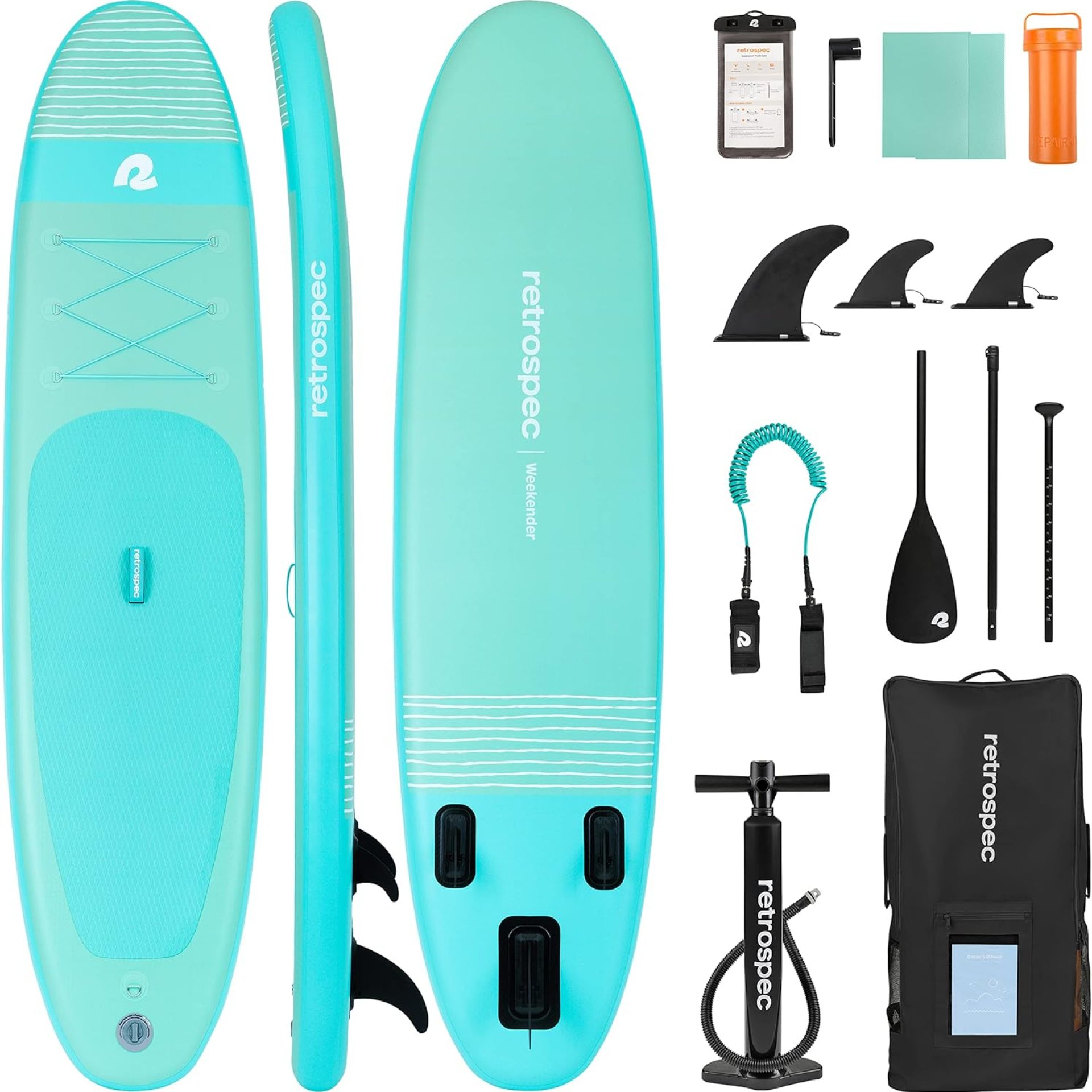 Retrospec Weekender Inflatable Stand Up Paddle Board Includes Paddle, Pump, and Accessories 10’6” Lightweight iSUP, Puncture Resistant Inflatable Paddle Board for Adults Retrospec Weekender Inflatable Stand Up Paddle Board Includes Paddle, Pump, and Accessories 10’6” Lightweight iSUP, Puncture Resistant Inflatable Paddle Board for Adults