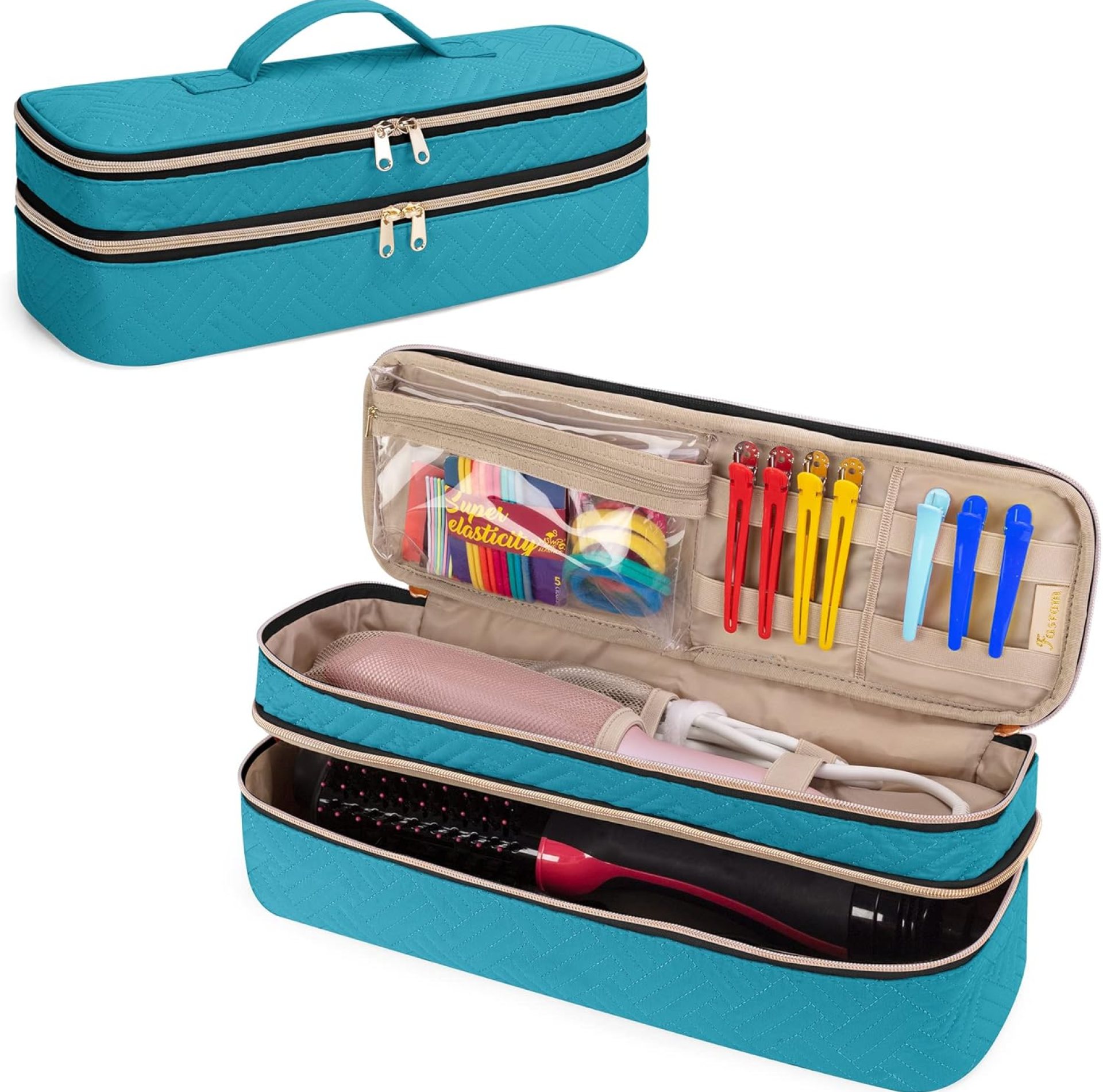 Fasrom Double Layer Travel Case Compatible with REVLON One Step Blow Hair Dryer Brush Volumizer Original 1.0, Plus 2.0 and Styler, Teal (Bag Only, Patent Design) Fasrom Double Layer Travel Case Compatible with REVLON One Step Blow Hair Dryer Brush Volumizer Original 1.0, Plus 2.0 and Styler, Teal (Bag Only, Patent Design)