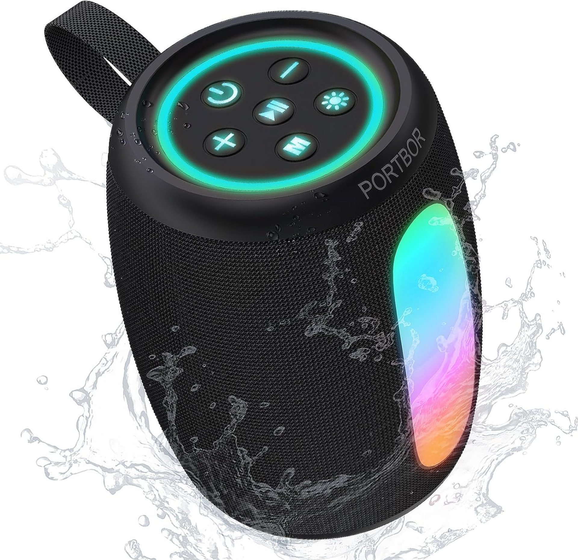 Portable Bluetooth Speaker, Powerful Stereo Sound Small Wireless Speaker with Lights, IPX5 Waterproof, BT5.3 with AUX Input, TWS Pairing, for Outdoor Home Party Camping, Electronics Gifts for Him Her Portable Bluetooth Speaker, Powerful Stereo Sound Small Wireless Speaker with Lights, IPX5 Waterproof, BT5.3 with AUX Input, TWS Pairing, for Outdoor Home Party Camping, Electronics Gifts for Him Her