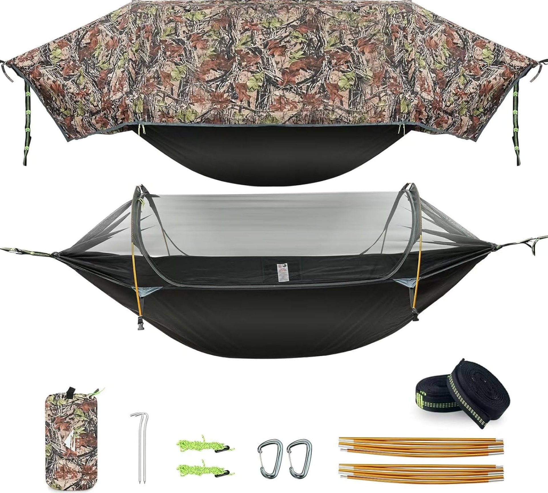 Camping Hammock Tent with Mosquito Net & RainFly, 3 in 1 Waterproof Lightweight Portable Sleeping Hammock Bug, Travel Outdoor Gear with Tree Strap Swing, for Hiking Patio Expedition Camping Hammock Tent with Mosquito Net & RainFly, 3 in 1 Waterproof Lightweight Portable Sleeping Hammock Bug, Travel Outdoor Gear with Tree Strap Swing, for Hiking Patio Expedition