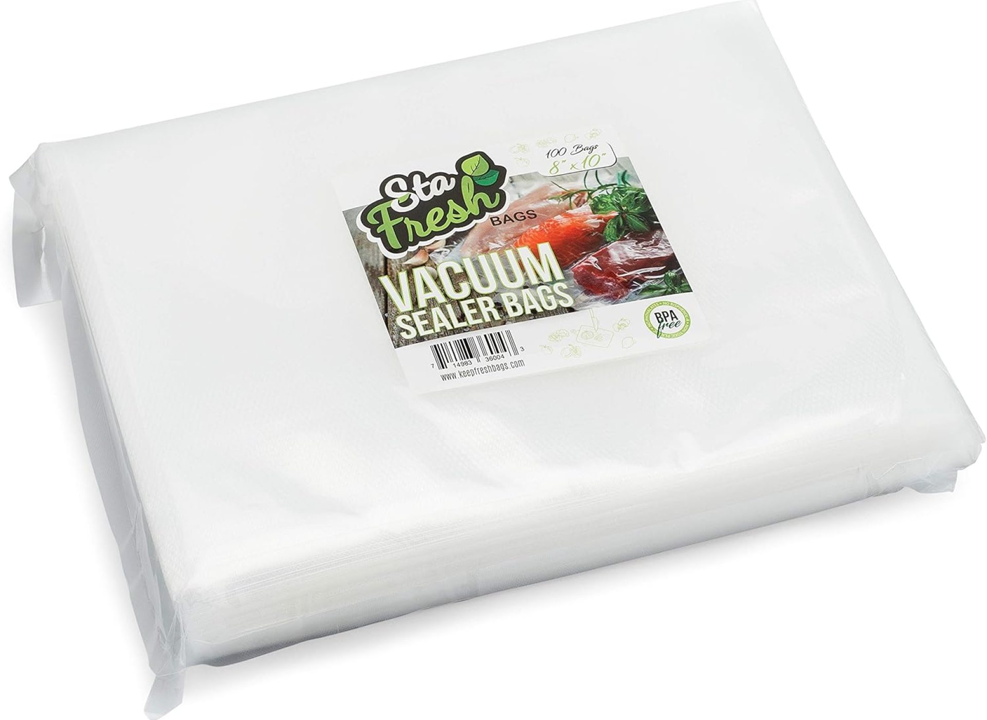 Sta Fresh Vacuum Sealer Storage Bags (8” x 10”, 100 Count), Quart Food Saver Bags 3.5mil Vac Meal Sealer, USA Made Sta Fresh Vacuum Sealer Storage Bags (8” x 10”, 100 Count), Quart Food Saver Bags 3.5mil Vac Meal Sealer, USA Made