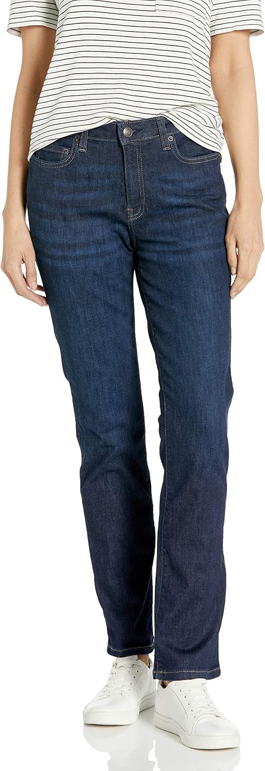 Amazon Essentials Women’s Jeans, Mid Rise Straight Leg Style, Slim Fit Amazon Essentials Women’s Jeans, Mid Rise Straight Leg Style, Slim Fit