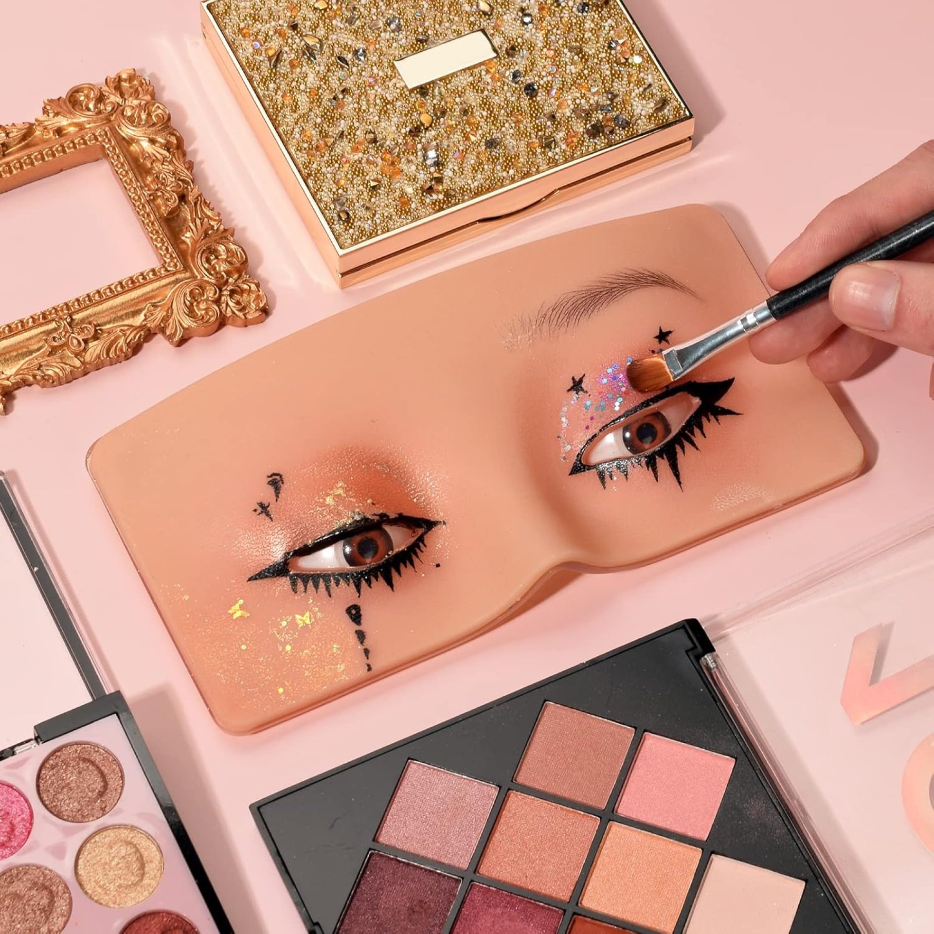 Makeup Practice Face Silicone Makeup Practice Board Face Eyes Permanent Cosmetic Makeup Training for Makeup Artists and Beginners with Makeup Brushes (Type 1) Makeup Practice Face Silicone Makeup Practice Board Face Eyes Permanent Cosmetic Makeup Training for Makeup Artists and Beginners with Makeup Brushes (Type 1)