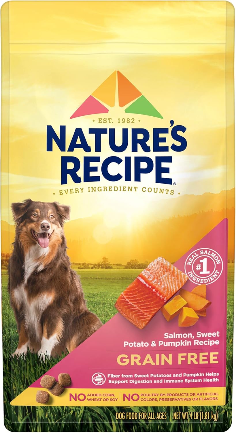 Nature′s Recipe Grain Free Salmon, Sweet Potato & Pumpkin Recipe Dry Dog Food, 4 lb. Bag Nature′s Recipe Grain Free Salmon, Sweet Potato & Pumpkin Recipe Dry Dog Food, 4 lb. Bag
