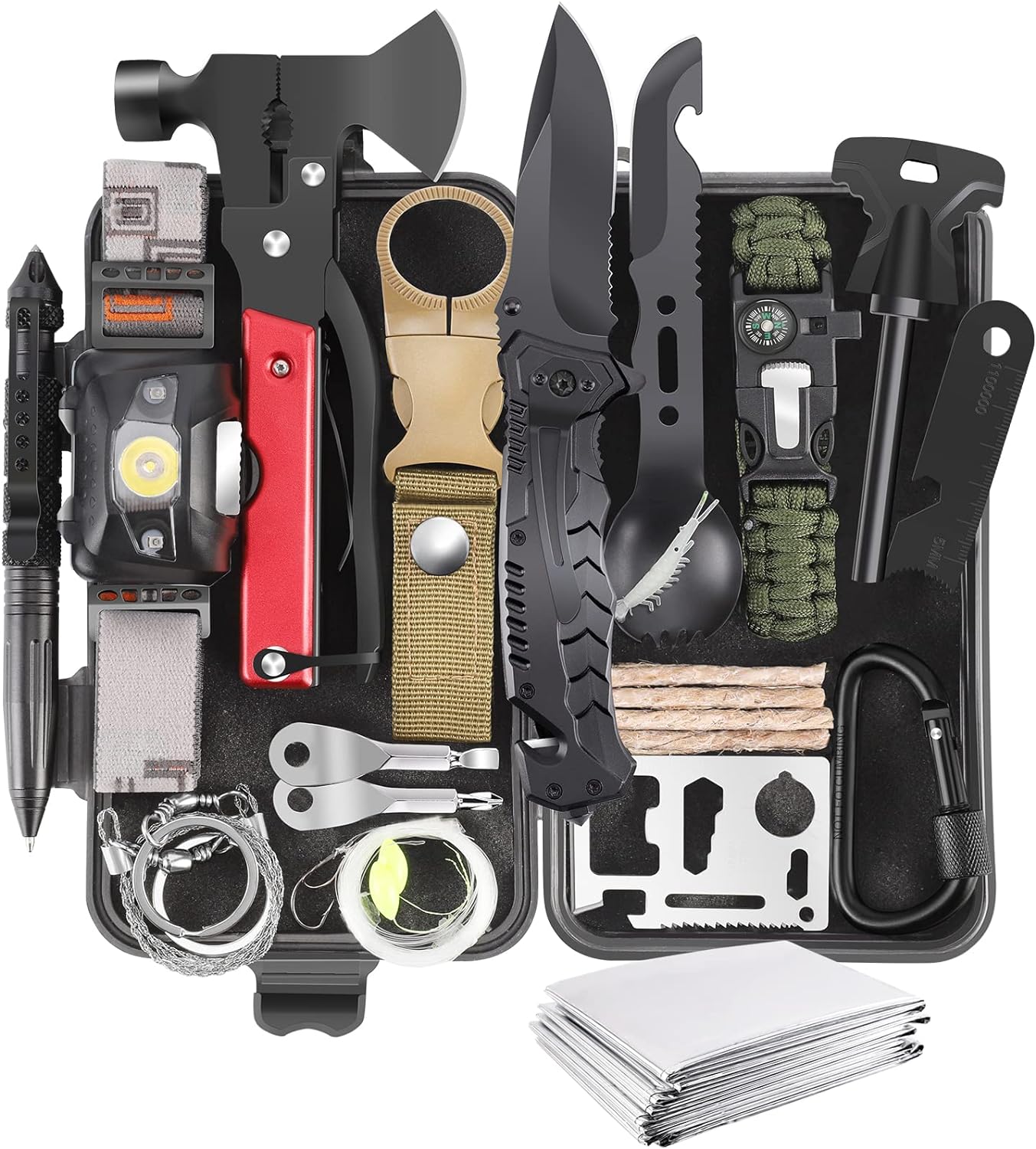 Gifts for Men Dad Husband Boyfriend, 30 in 1 Survival Gear and Equipment, Emergency Survival Kit Camping Accessories, First Aid Kit for Camping Hiking Hunting Fishing Gifts for Men Dad Husband Boyfriend, 30 in 1 Survival Gear and Equipment, Emergency Survival Kit Camping Accessories, First Aid Kit for Camping Hiking Hunting Fishing