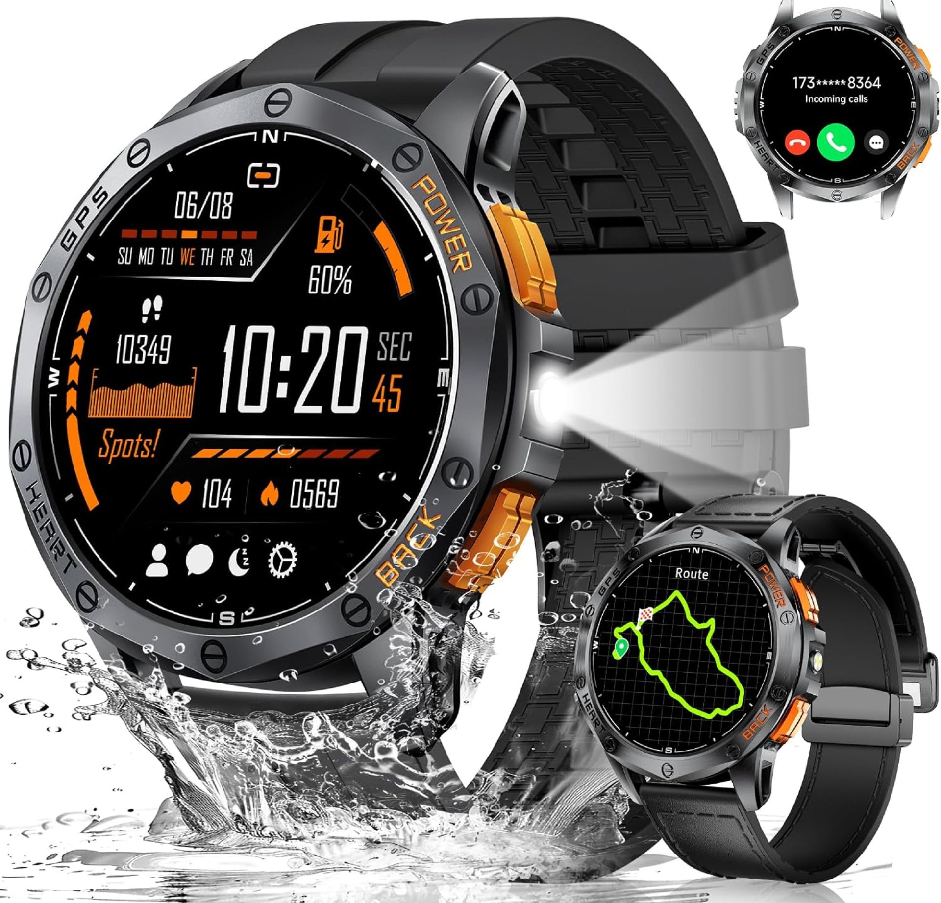 LIGE GPS Military Smart Watch for Men, LED Flashlight/Compass/45 Days Battery/IP68 Waterproof 1.43” AMOLED Smartwatch, 100+ Sports Modes Fitness Tracker, Rugged Smart Watches for Android iOS LIGE GPS Military Smart Watch for Men, LED Flashlight/Compass/45 Days Battery/IP68 Waterproof 1.43” AMOLED Smartwatch, 100+ Sports Modes Fitness Tracker, Rugged Smart Watches for Android iOS