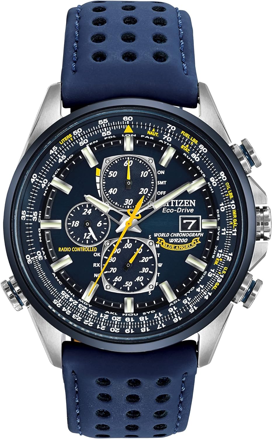 Citizen Men’s Eco-Drive Sport Luxury World Chronograph Atomic Time Keeping Watch in Stainless Steel with Blue Polyurethane strap, Blue Dial (Model: AT8020-03L) Citizen Men’s Eco-Drive Sport Luxury World Chronograph Atomic Time Keeping Watch in Stainless Steel with Blue Polyurethane strap, Blue Dial (Model: AT8020-03L)