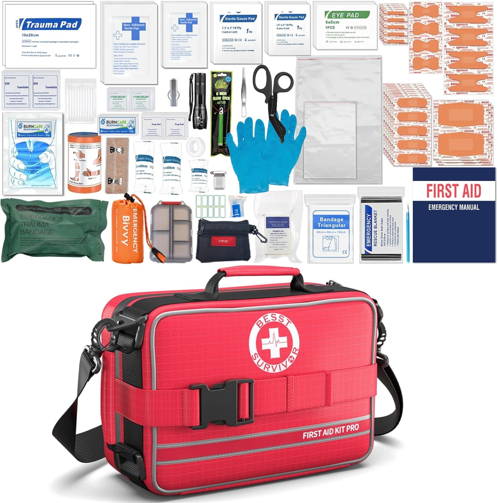Comprehensive First Aid Kits- Advanced Trauma Kits with Labeled Compartments, Large Emergencies Medical Kits for Car, Home, Camping and Outdoor Emergencies -324Piece Set Comprehensive First Aid Kits- Advanced Trauma Kits with Labeled Compartments, Large Emergencies Medical Kits for Car, Home, Camping and Outdoor Emergencies -324Piece Set
