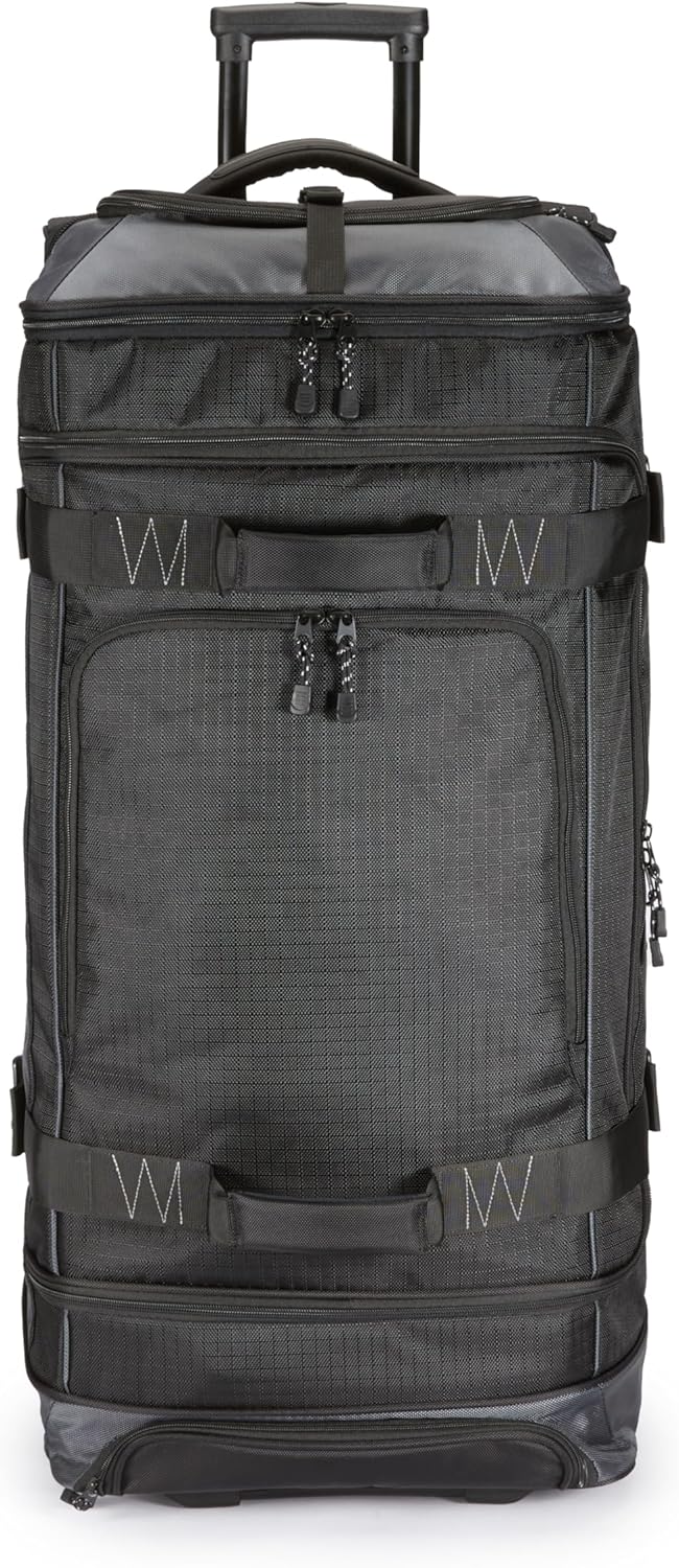 Amazon Basics Rolling Duffel Bag with Wheels, Ripstop Luggage for Traveling, Telescoping Handle, 35″, Black Amazon Basics Rolling Duffel Bag with Wheels, Ripstop Luggage for Traveling, Telescoping Handle, 35″, Black