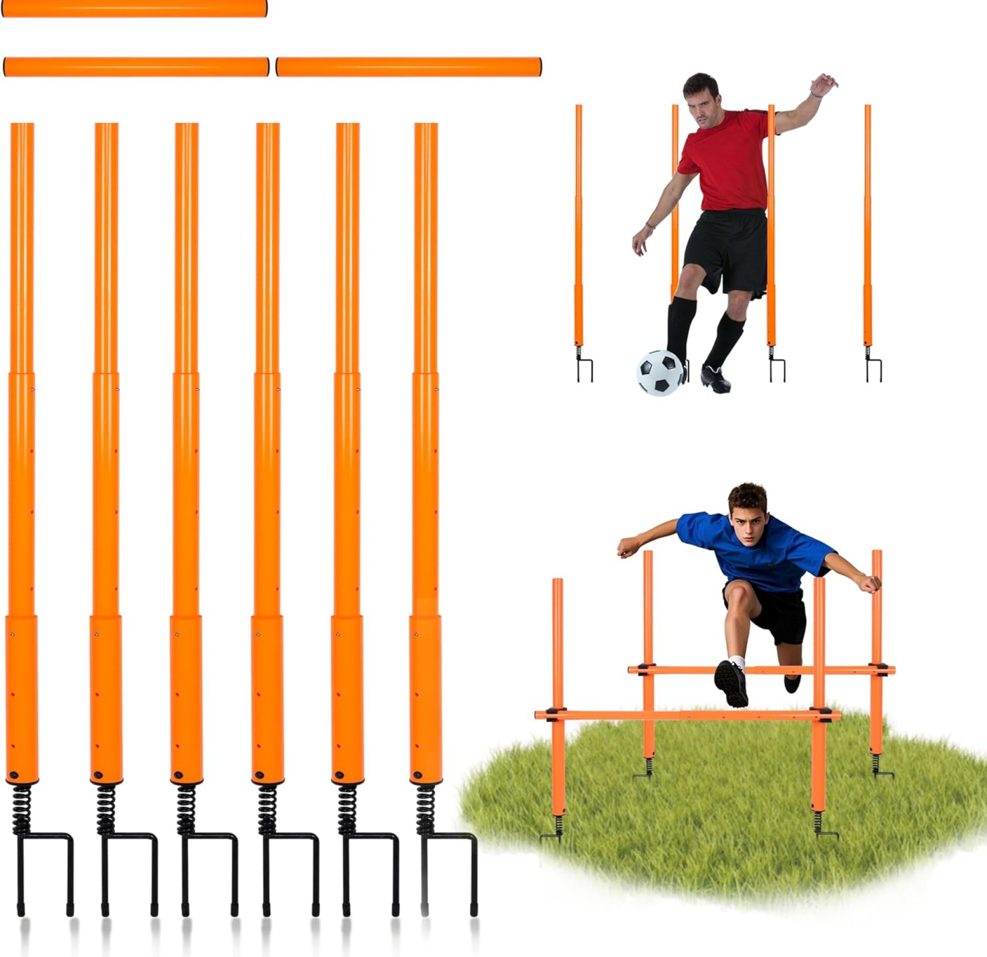 Hikeen Adjustable Length Soccer Poles Agility Training Hurdles and Football Obstacle for Teenager Soccer Training Outdoor Sports Speed Training Equipment 4PCS/6PCS Hikeen Adjustable Length Soccer Poles Agility Training Hurdles and Football Obstacle for Teenager Soccer Training Outdoor Sports Speed Training Equipment 4PCS/6PCS