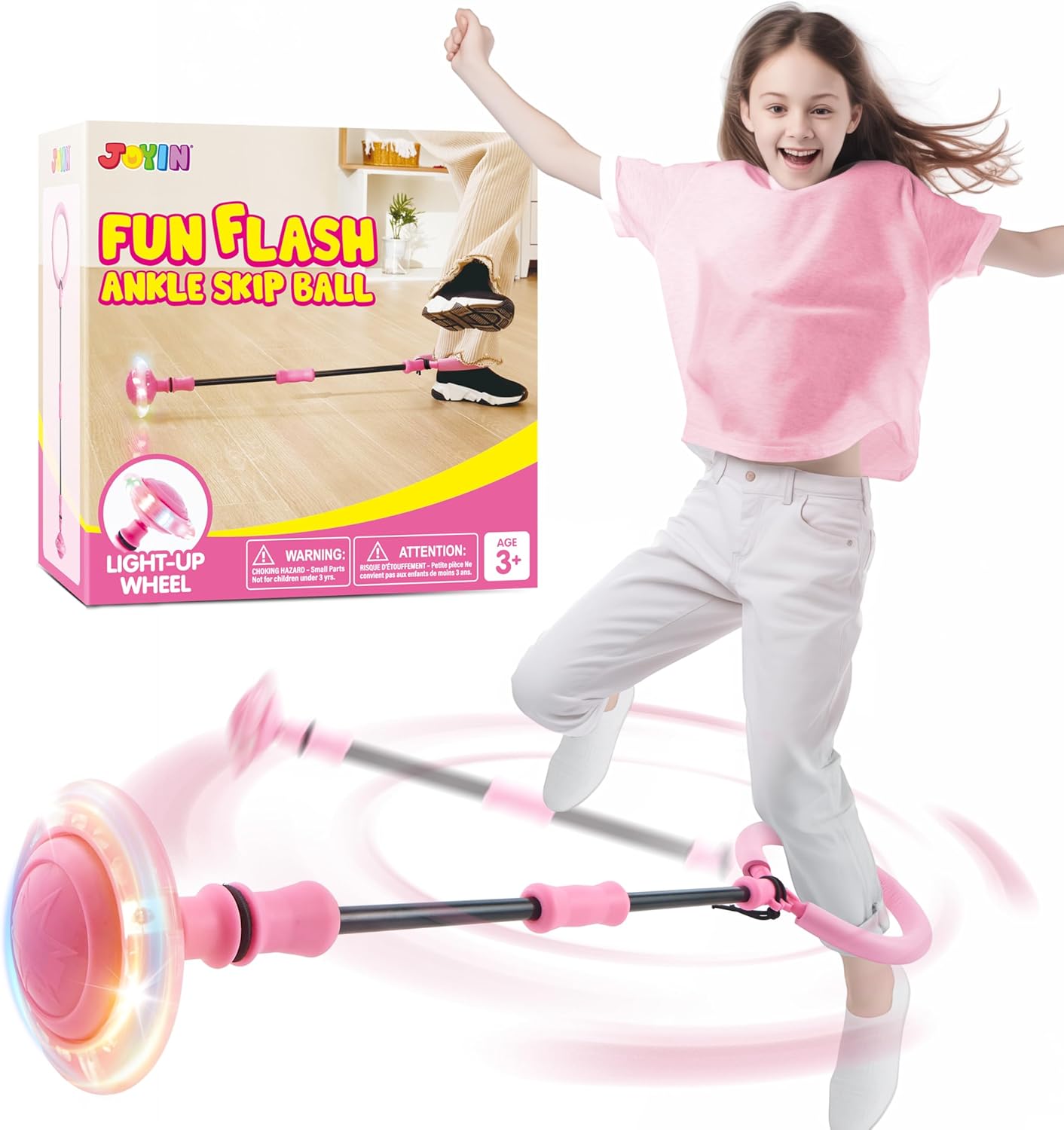 JOYIN Pink Ankle Skip Ball with Flashing Lights, Skip it Toy for Kids Indoor & Outdoor, Flashing Swing Ball Foldable Sports Toy, Birthday Gifts for Kids 3 4 5 + JOYIN Pink Ankle Skip Ball with Flashing Lights, Skip it Toy for Kids Indoor & Outdoor, Flashing Swing Ball Foldable Sports Toy, Birthday Gifts for Kids 3 4 5 +