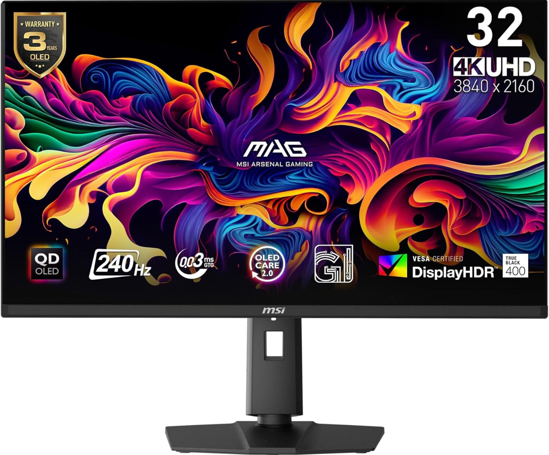 MSI MAG 321UPX QD-OLED, 32″ 4K UHD Quantum Dot OLED Gaming Monitor, 3840 x 2160, 0.03ms, 240Hz, True Black HDR 400, 15W USB Type C, HDMI, DP Port MSI MAG 321UPX QD-OLED, 32″ 4K UHD Quantum Dot OLED Gaming Monitor, 3840 x 2160, 0.03ms, 240Hz, True Black HDR 400, 15W USB Type C, HDMI, DP Port