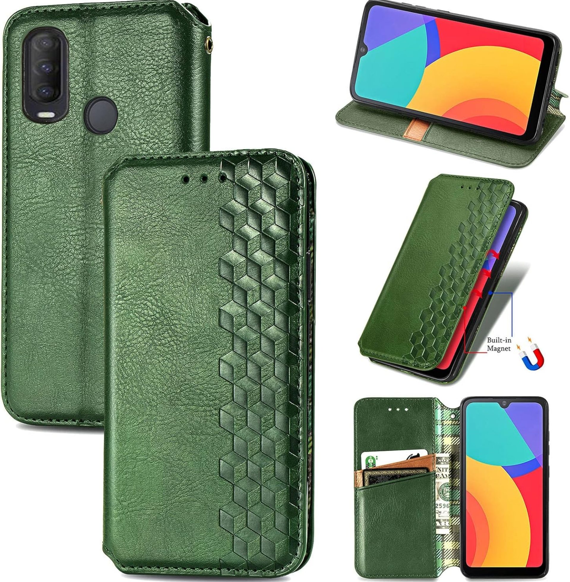 for Jitterbug Smart 3 Case, Lively Smart Phone Case,Leather Wallet Case for Women Men,Folio Stand Card Slot Magnetic Protective Cover Compatible with Jitterbug Smart 3 -Green for Jitterbug Smart 3 Case, Lively Smart Phone Case,Leather Wallet Case for Women Men,Folio Stand Card Slot Magnetic Protective Cover Compatible with Jitterbug Smart 3 -Green