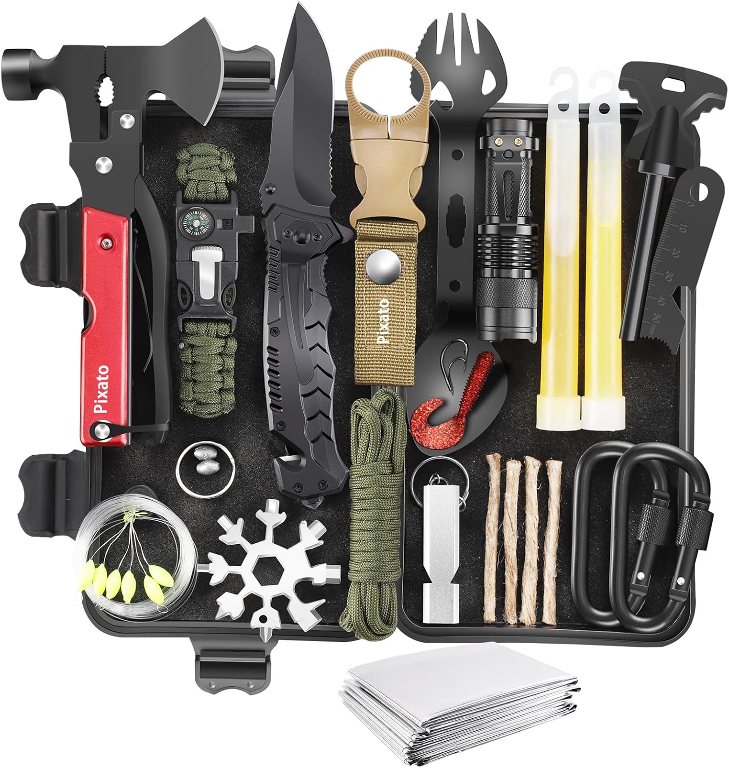 Gifts for Men Dad Fathers Day, 34 in 1 Survival Gear and Equipment, Emergency Survival Kit Camping Accessories, Christmas Birthday Gifts Ideas for Camping Fishing Hunting Hiking (Black) Gifts for Men Dad Fathers Day, 34 in 1 Survival Gear and Equipment, Emergency Survival Kit Camping Accessories, Christmas Birthday Gifts Ideas for Camping Fishing Hunting Hiking (Black)