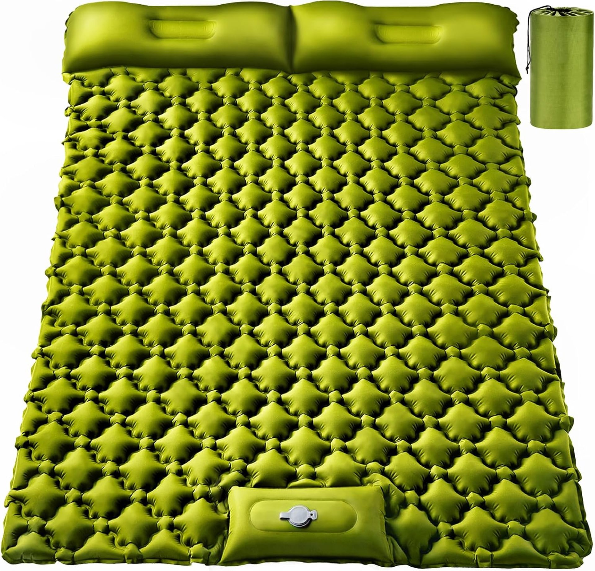 Double Sleeping Pad, Ultralight 4″ Extra-Thick Self Inflating Sleeping Mat for 2 Person with Pillow Built-in Foot Pump Portable Camping Mat for Backpacking, Hiking, Traveling, Tent, Camping Double Sleeping Pad, Ultralight 4″ Extra-Thick Self Inflating Sleeping Mat for 2 Person with Pillow Built-in Foot Pump Portable Camping Mat for Backpacking, Hiking, Traveling, Tent, Camping