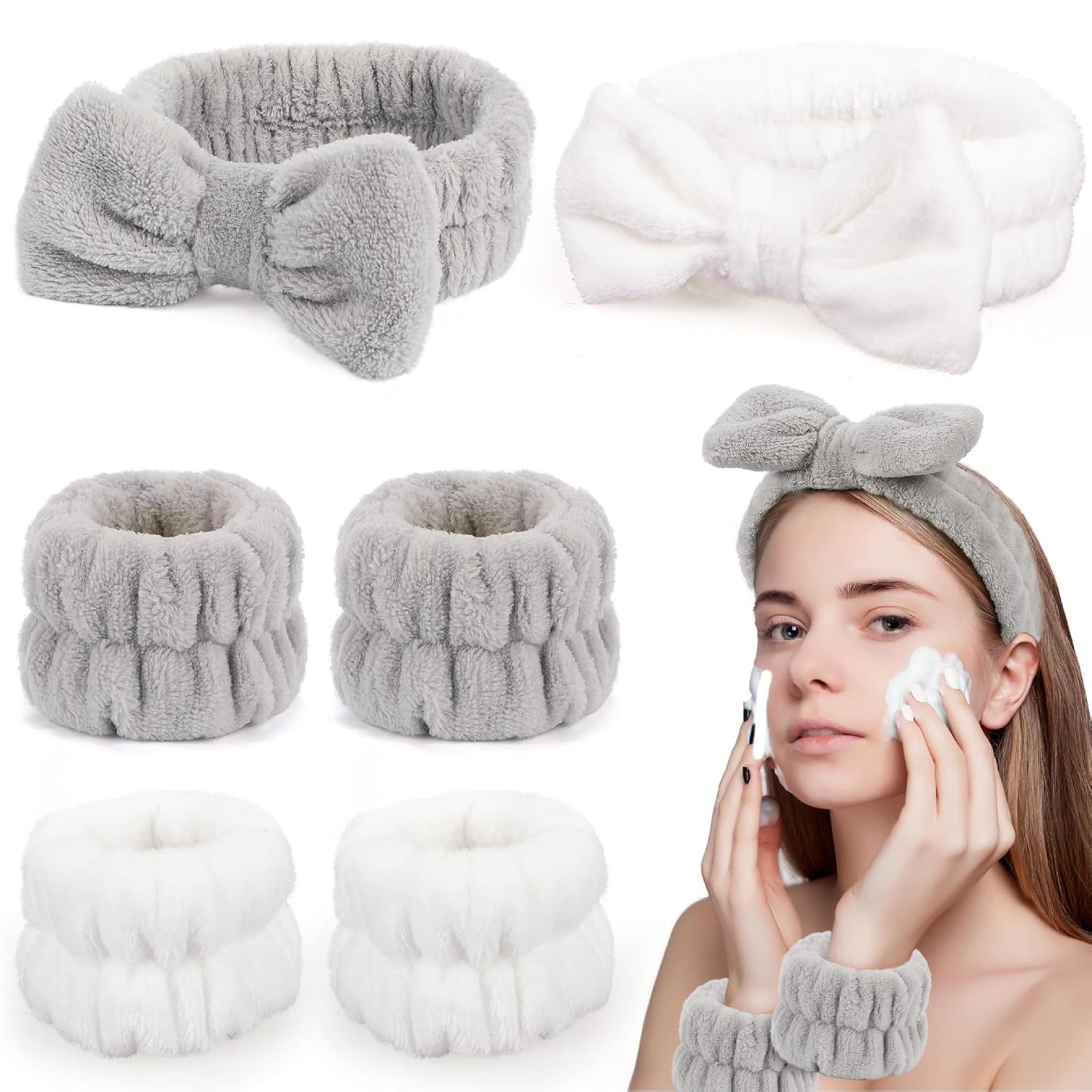 Spa Headbands for Women with Wristband Set: Facial Makeup Headbands for Girls & Teens – Soft Coral Fleece Elastic Hair Wraps with Wrist Accessories for Washing Face Shower Bath Beauty Skincare Gifts Spa Headbands for Women with Wristband Set: Facial Makeup Headbands for Girls & Teens – Soft Coral Fleece Elastic Hair Wraps with Wrist Accessories for Washing Face Shower Bath Beauty Skincare Gifts