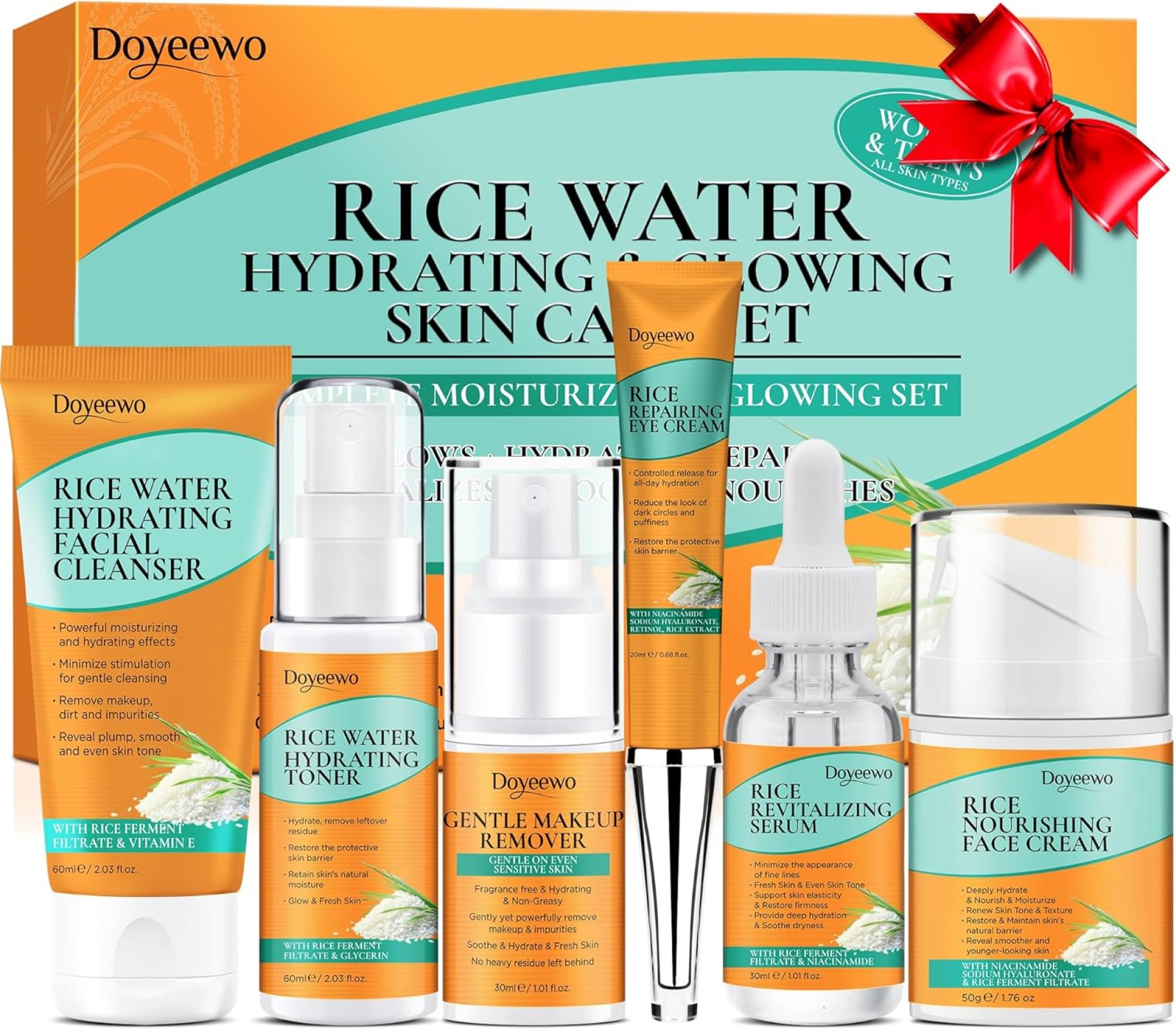 Womens & Teens Wife Christmas Gift Ideas,Skin Care Set,Professional Hydrate Glow Repair Anti-Aging Rice Water Facial Skin Care Routine Kit,Skincare Gift Set for Teenage Girl Womens Gifts for Christmas Womens & Teens Wife Christmas Gift Ideas,Skin Care Set,Professional Hydrate Glow Repair Anti-Aging Rice Water Facial Skin Care Routine Kit,Skincare Gift Set for Teenage Girl Womens Gifts for Christmas