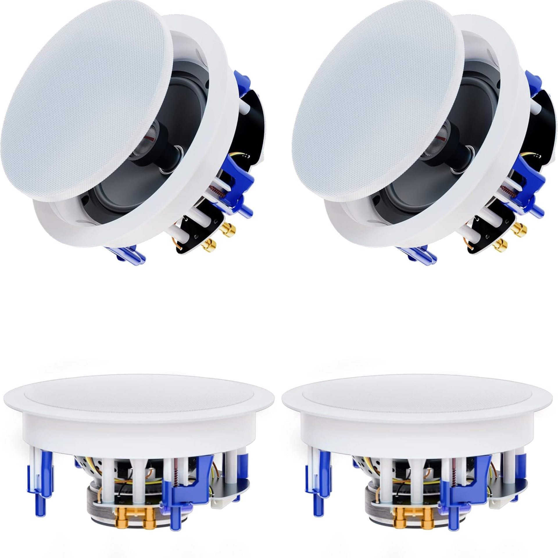 Herdio 6.5” 640Watts 2-Way Bluetooth Ceiling Speakers Package Great for Home Theater System, Living Room,Office,Flush Mount Wired(4 Speakers) Herdio 6.5” 640Watts 2-Way Bluetooth Ceiling Speakers Package Great for Home Theater System, Living Room,Office,Flush Mount Wired(4 Speakers)