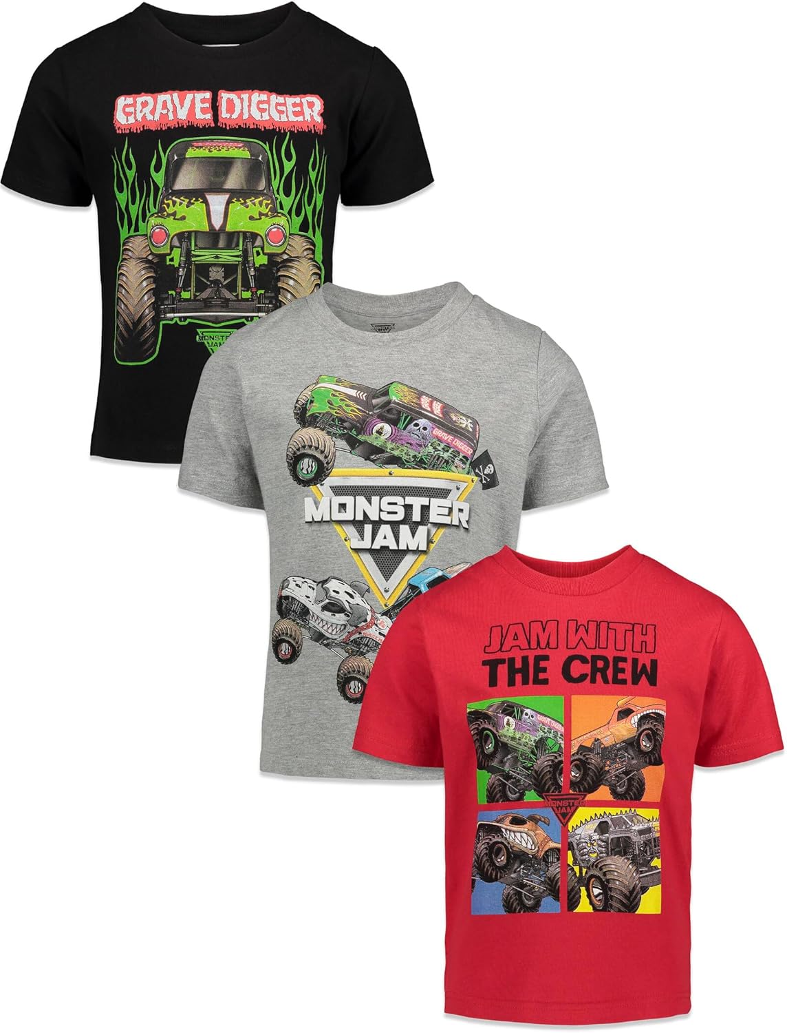 Monster Jam 3 Pack T-Shirts Toddler to Big Kid Grave Digger El Toro Loco Monster Mutt Monster Jam 3 Pack T-Shirts Toddler to Big Kid Grave Digger El Toro Loco Monster Mutt