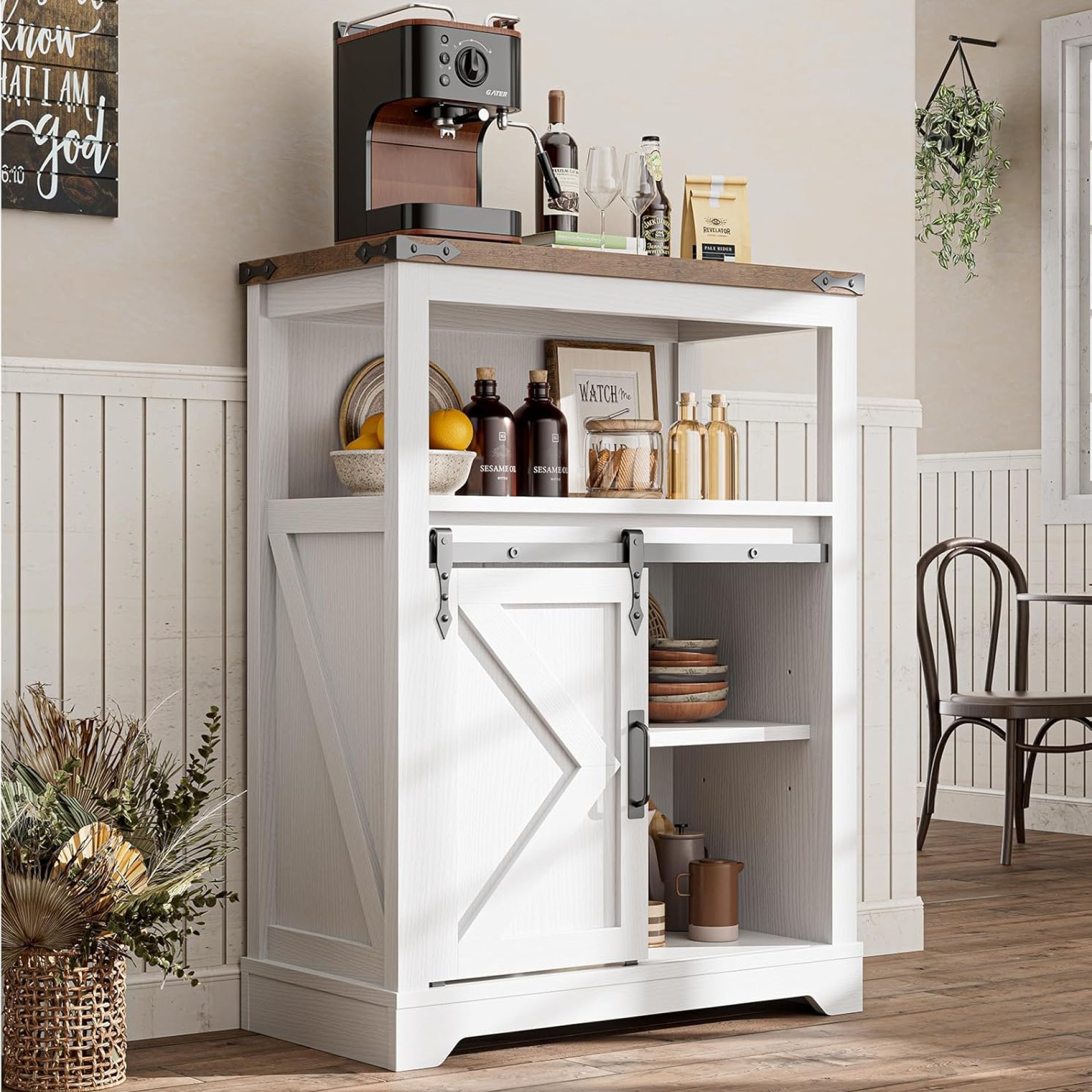 Farmhouse Storage Cabinet, White Bathroom Cabinet Small Hutch with Door Freestanding Kitchen Pantry Cabinet, for Bathroom/Laundry/Living Room/Coffee Bar 24″ W 31.5″ H Farmhouse Storage Cabinet, White Bathroom Cabinet Small Hutch with Door Freestanding Kitchen Pantry Cabinet, for Bathroom/Laundry/Living Room/Coffee Bar 24″ W 31.5″ H