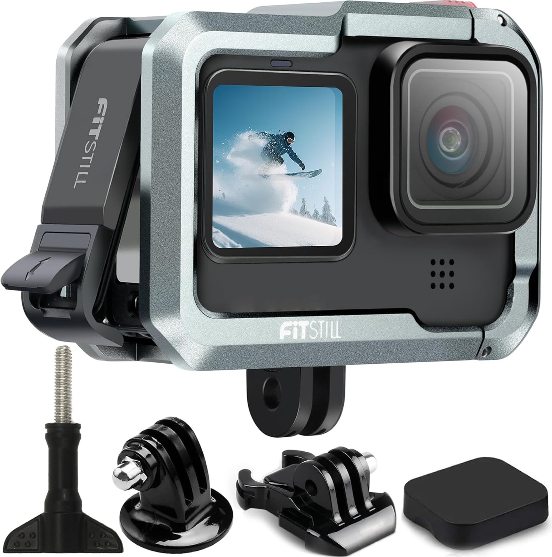 FiTSTILL Aluminum Cage Protective Case Frame Housing for Go Pro Hero 12 Hero 11 Hero 10 Hero 9 Black,with Camera Replace Side Door&Lens Protector Double Cold Shoe Connect to Video Light Microphone FiTSTILL Aluminum Cage Protective Case Frame Housing for Go Pro Hero 12 Hero 11 Hero 10 Hero 9 Black,with Camera Replace Side Door&Lens Protector Double Cold Shoe Connect to Video Light Microphone