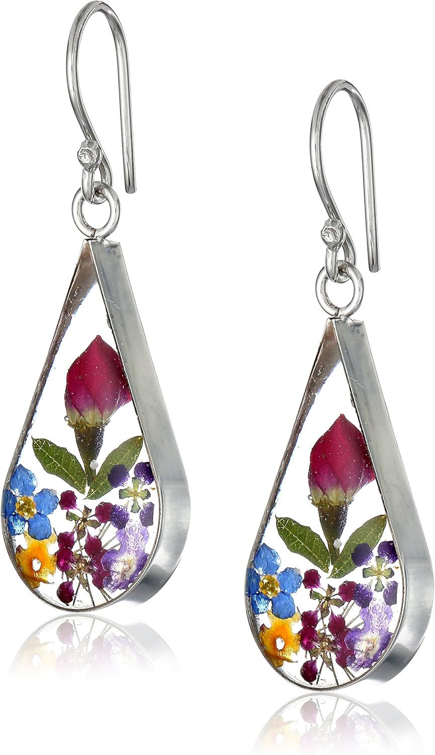 Amazon Essentials Sterling Silver Pressed Flower Teardrop Earrings (previously Amazon Collection) Amazon Essentials Sterling Silver Pressed Flower Teardrop Earrings (previously Amazon Collection)