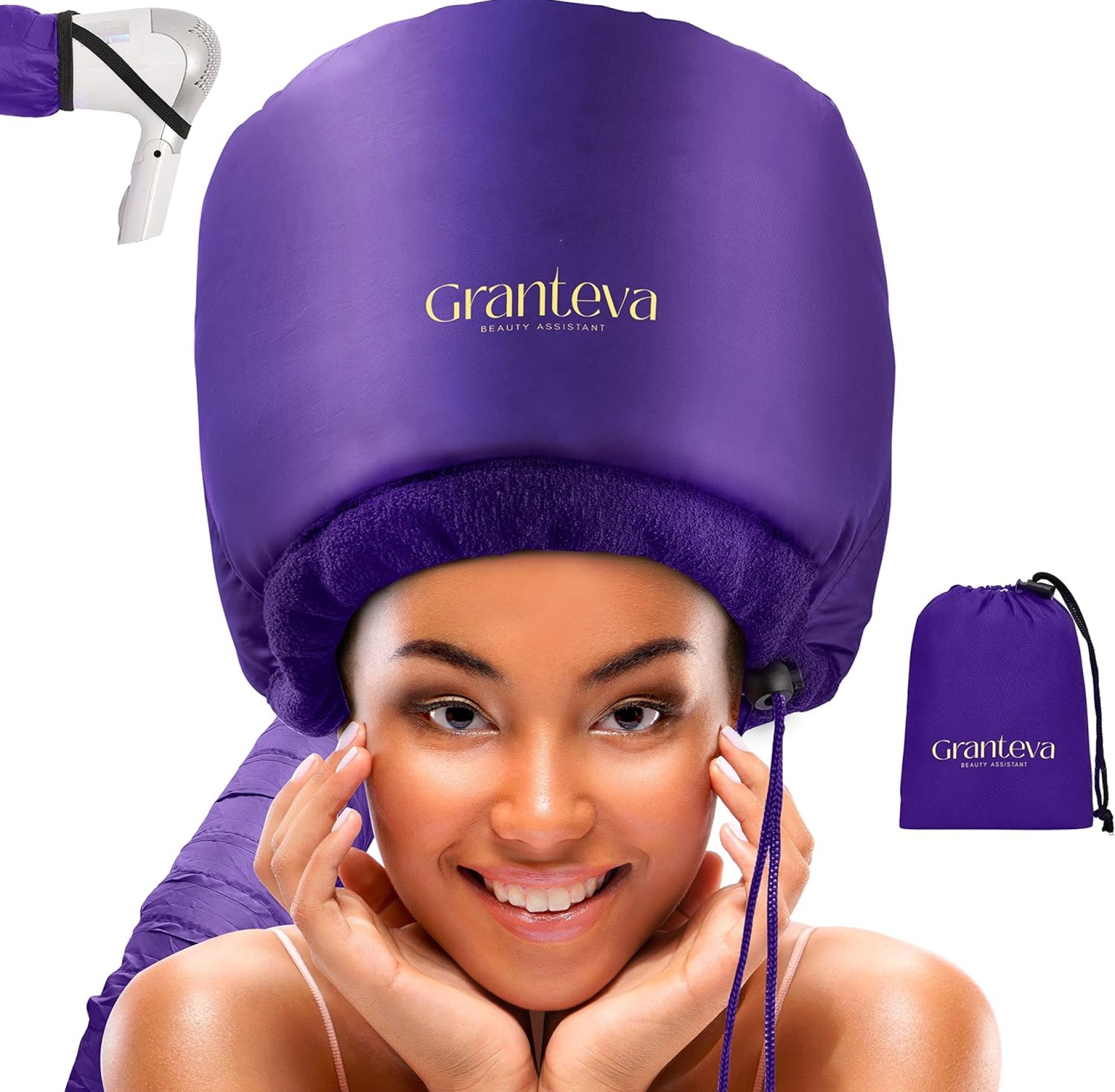 Bonnet Hair Dryer w/A Headband Integrated That Reduces Heat Around Ears & Neck – Hair Dryer Diffuser Cap for Hair Dryer Curly Hair, Speeds Up Drying Time, Deep Conditioning at Home – Large (Purple) Bonnet Hair Dryer w/A Headband Integrated That Reduces Heat Around Ears & Neck – Hair Dryer Diffuser Cap for Hair Dryer Curly Hair, Speeds Up Drying Time, Deep Conditioning at Home – Large (Purple)