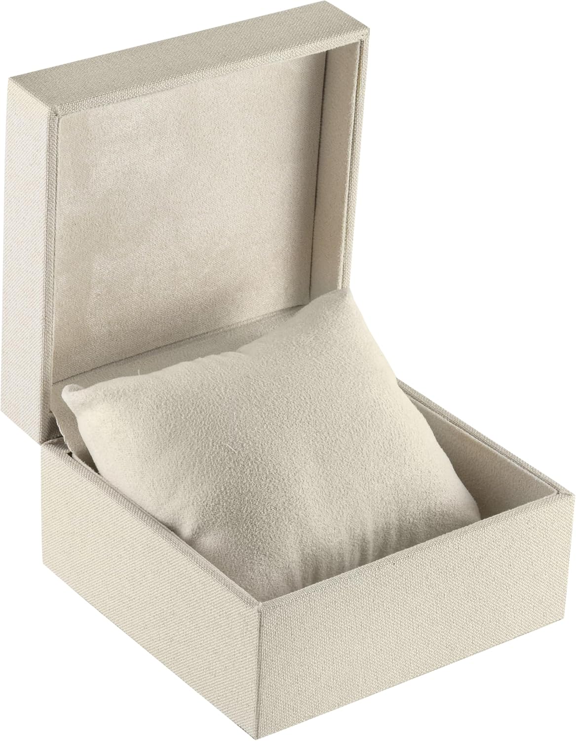 Linen Weave Pillow-Style Watch Box & Bangle Box for Men & Women – Soft Ivory Suede Interior Bracelet/Bangle & Watch Case – Organic Color Watch & Bracelet Jewelry Gift Box Display, Beige Linen Weave Pillow-Style Watch Box & Bangle Box for Men & Women – Soft Ivory Suede Interior Bracelet/Bangle & Watch Case – Organic Color Watch & Bracelet Jewelry Gift Box Display, Beige
