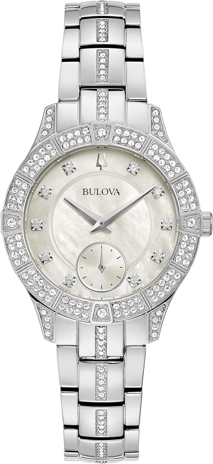 Bulova Ladies’ Crystal Phantom 3-Hand, Small Second Hand Quartz Watch, Mother-of-Pearl Dial Bulova Ladies’ Crystal Phantom 3-Hand, Small Second Hand Quartz Watch, Mother-of-Pearl Dial