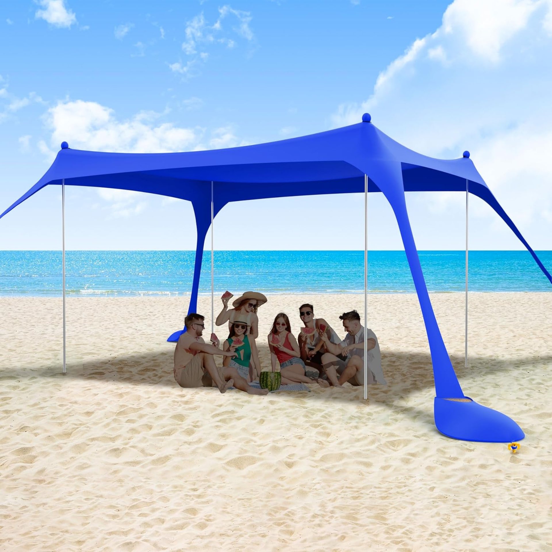 ihuan Beach Tent Sun Shelter 11X11FT UPF50+ with 4 Aluminum Foldable Poles, Easy Setup Outdoor Shade Canopy for 8 Person, Cool Cabana for Fishing, Family Trips, Backyard Picnics ihuan Beach Tent Sun Shelter 11X11FT UPF50+ with 4 Aluminum Foldable Poles, Easy Setup Outdoor Shade Canopy for 8 Person, Cool Cabana for Fishing, Family Trips, Backyard Picnics