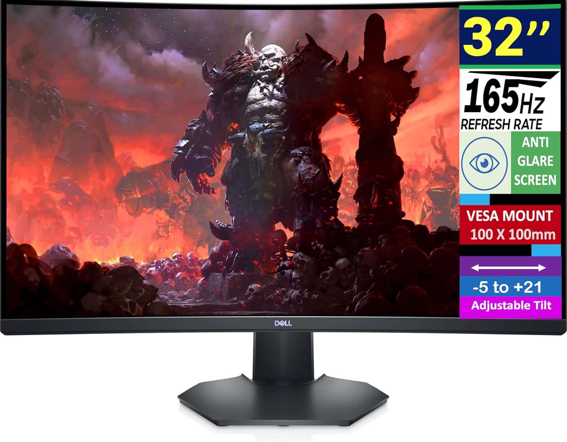 Dell 32″ QHD VA Gaming Monitor 165Hz Display with 1 ms (MPRT), FreeSync Premium, Anti-Glare, Flicker Free, VESA Mount (100x100mm), 99% sRGB, HDMI, DisplayPort, Black (2025 Latest Model) Dell 32″ QHD VA Gaming Monitor 165Hz Display with 1 ms (MPRT), FreeSync Premium, Anti-Glare, Flicker Free, VESA Mount (100x100mm), 99% sRGB, HDMI, DisplayPort, Black (2025 Latest Model)