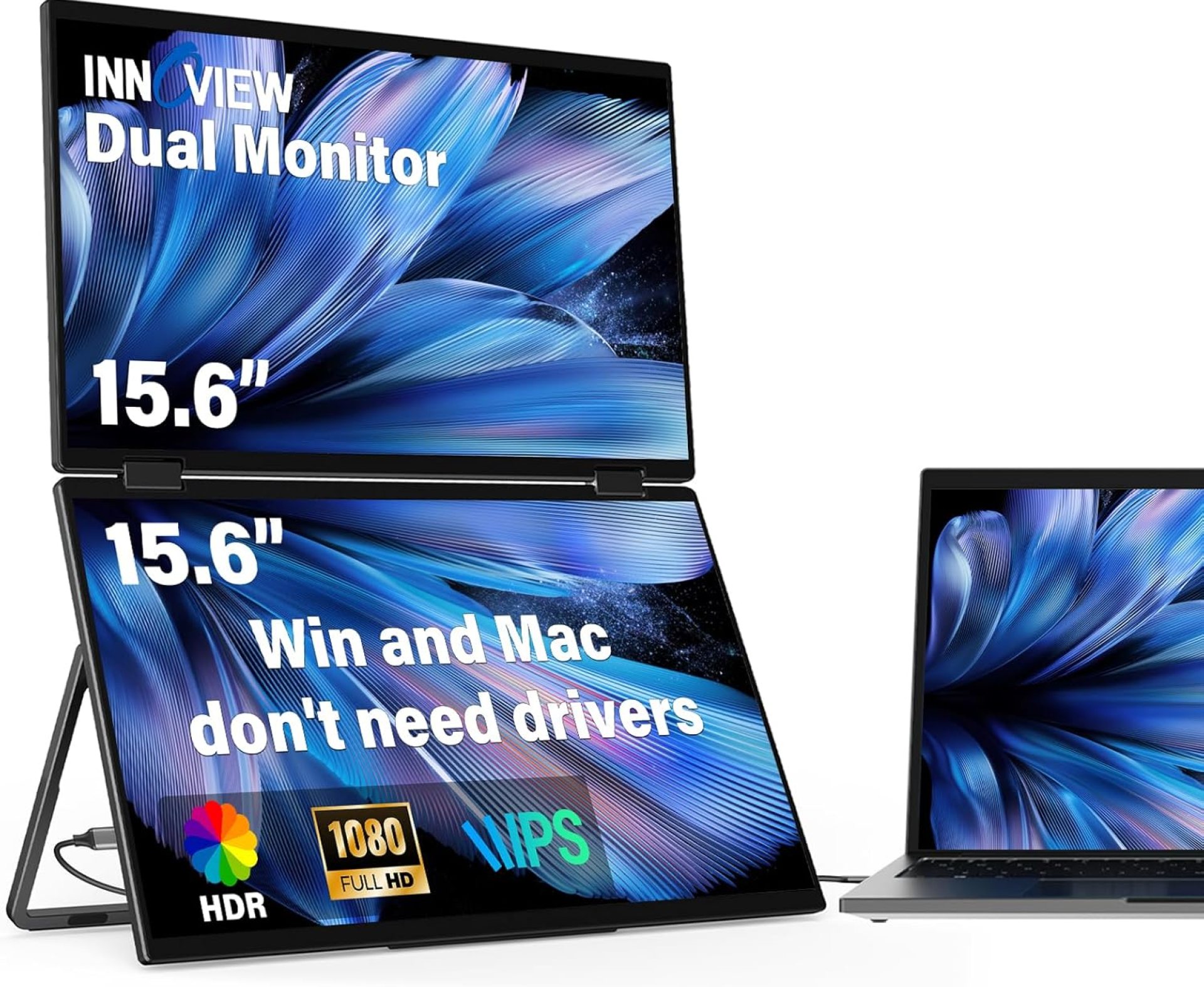 InnoView Laptop Screen Extender 15.6″ Dual Portable Monitors 1080P FHD Stacked Folding Triple Monitor HDMI USB-C Portable Dual Monitor for Laptop Windows Mac (No Driver Needed) InnoView Laptop Screen Extender 15.6″ Dual Portable Monitors 1080P FHD Stacked Folding Triple Monitor HDMI USB-C Portable Dual Monitor for Laptop Windows Mac (No Driver Needed)