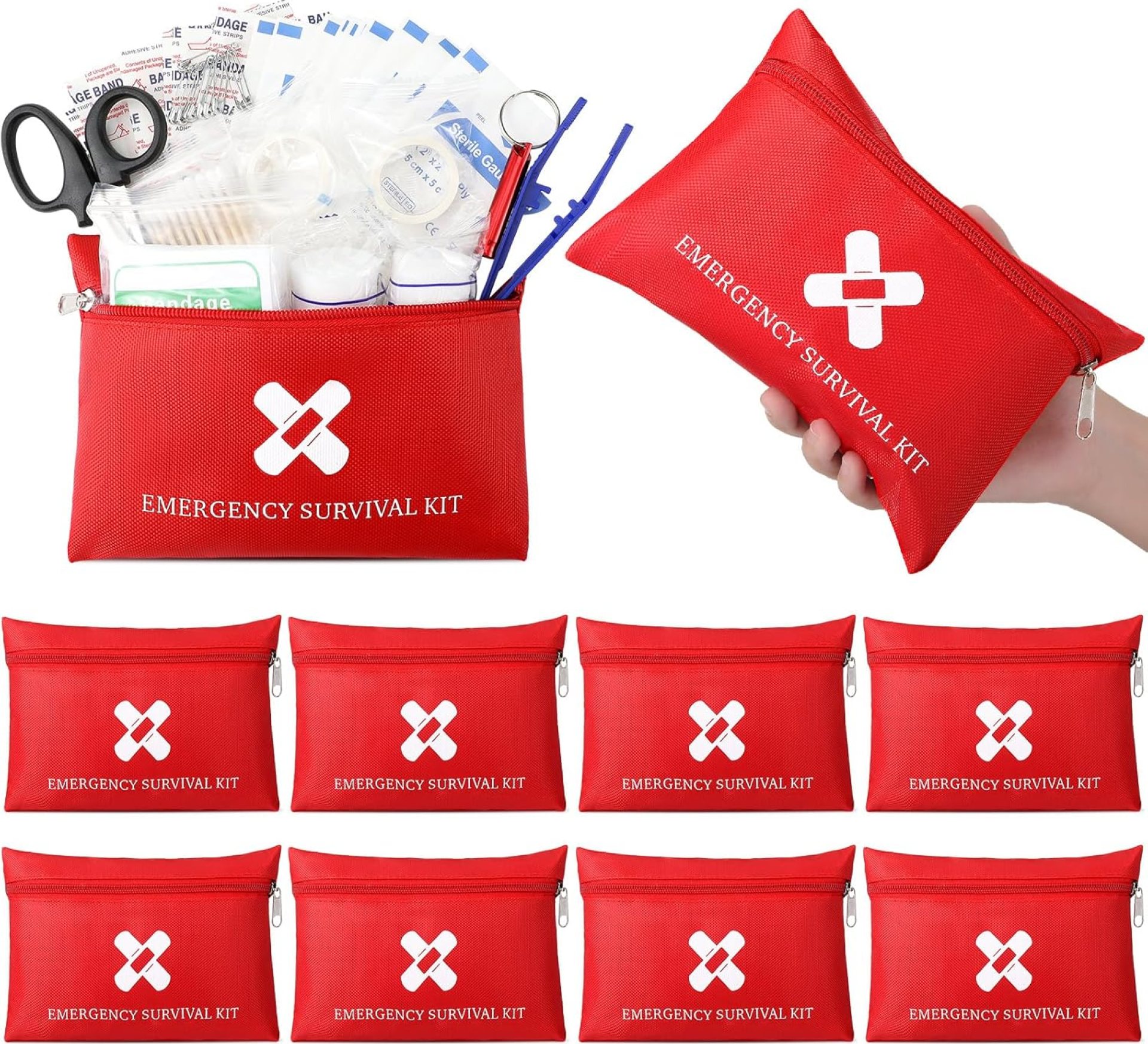 Geiserailie 10 Bags Small First Aid Kit Mini Travel Size Emergency Kit Bulk Self Care Package Supplies for Homeless Travel Sports Hiking Outdoor Backpack Essentials,10 Individual Bags of 91 Items Each Geiserailie 10 Bags Small First Aid Kit Mini Travel Size Emergency Kit Bulk Self Care Package Supplies for Homeless Travel Sports Hiking Outdoor Backpack Essentials,10 Individual Bags of 91 Items Each