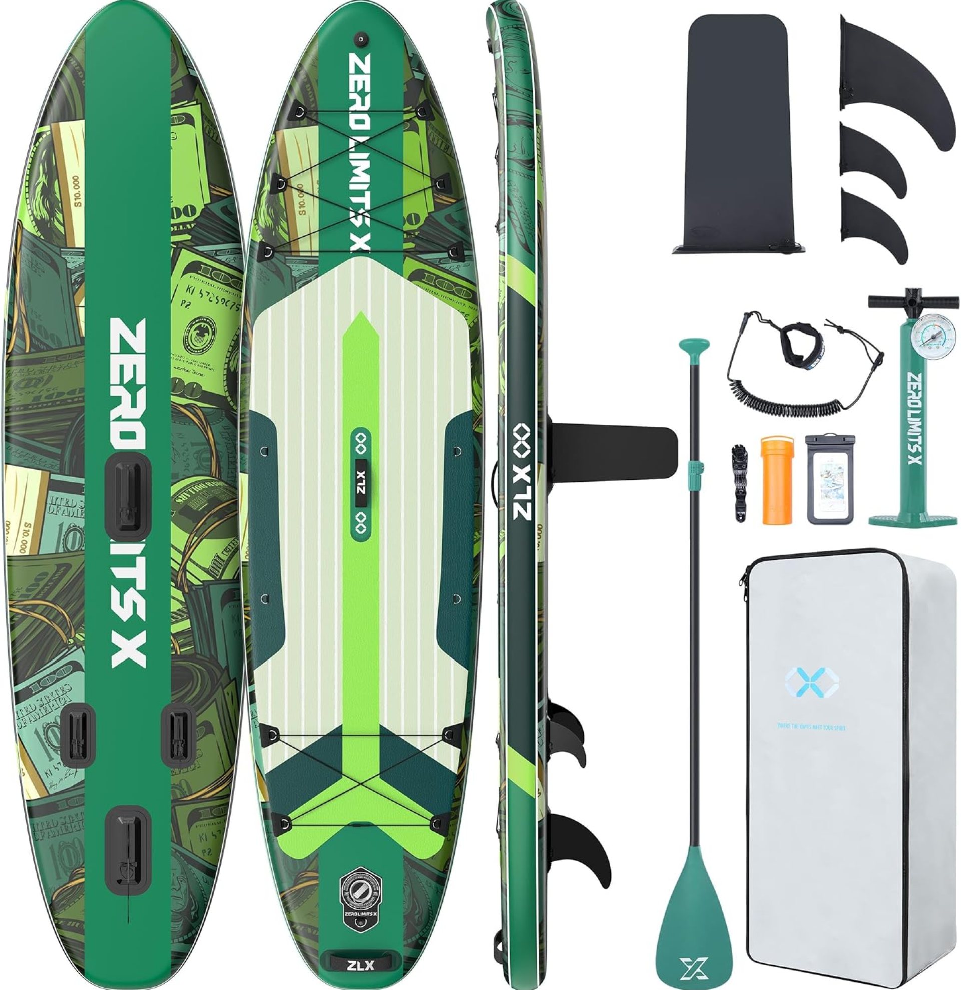 ZLX 10’6″ x 33″ Inflatable Stand Up Paddle Board SUP Board for All Skill Levels Youth & Adults Wide Stable Non-Slip Deck, Adjustable Paddle, Leash and Carry Bag, Gift Ideas ZLX 10’6″ x 33″ Inflatable Stand Up Paddle Board SUP Board for All Skill Levels Youth & Adults Wide Stable Non-Slip Deck, Adjustable Paddle, Leash and Carry Bag, Gift Ideas