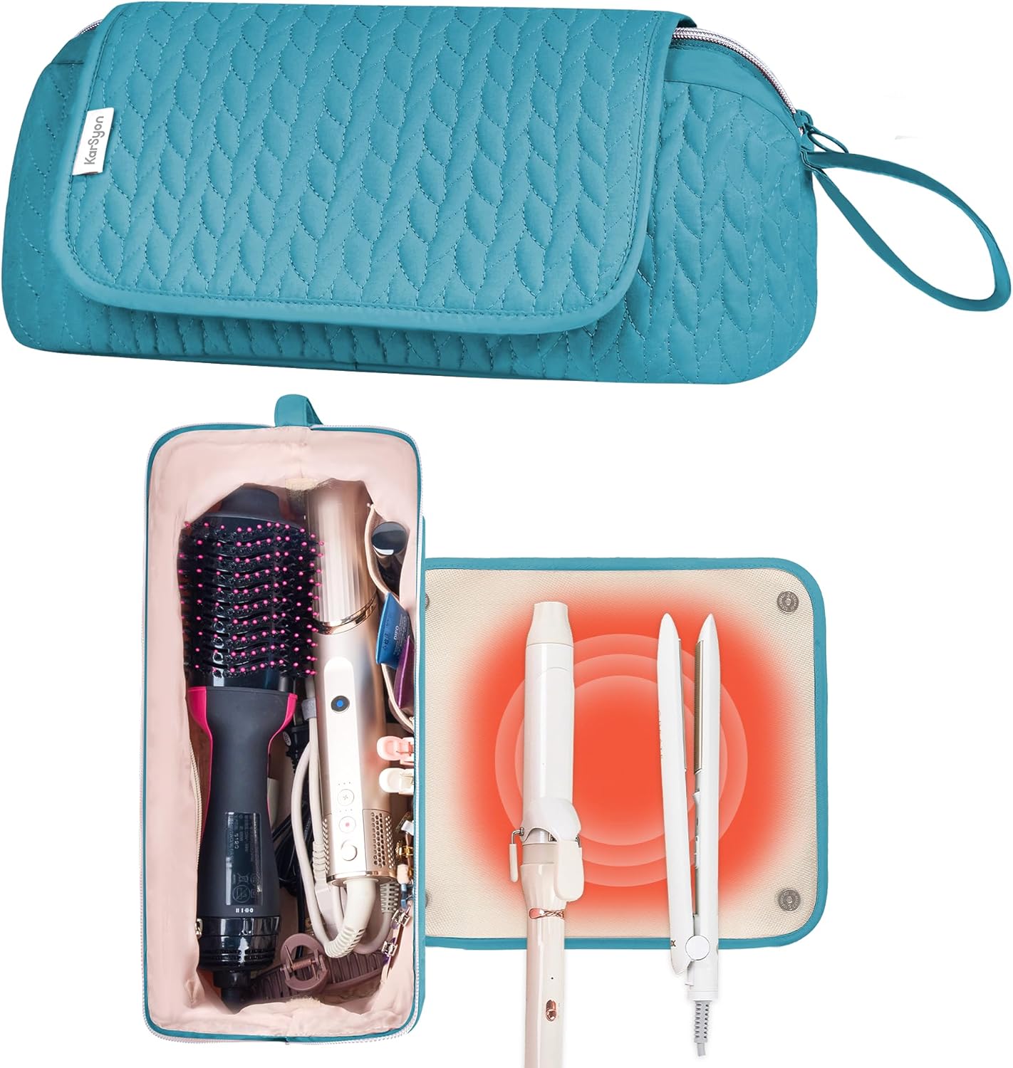 Hair Tools Travel Bag Karsyon Heat Resistant Mat Case Hot Tools Straightener, Curling Iron,Hair Dryers,Haircare Accessories Travel Essentials for Women 2 in 1 Organizer Bags(Teal) Hair Tools Travel Bag Karsyon Heat Resistant Mat Case Hot Tools Straightener, Curling Iron,Hair Dryers,Haircare Accessories Travel Essentials for Women 2 in 1 Organizer Bags(Teal)