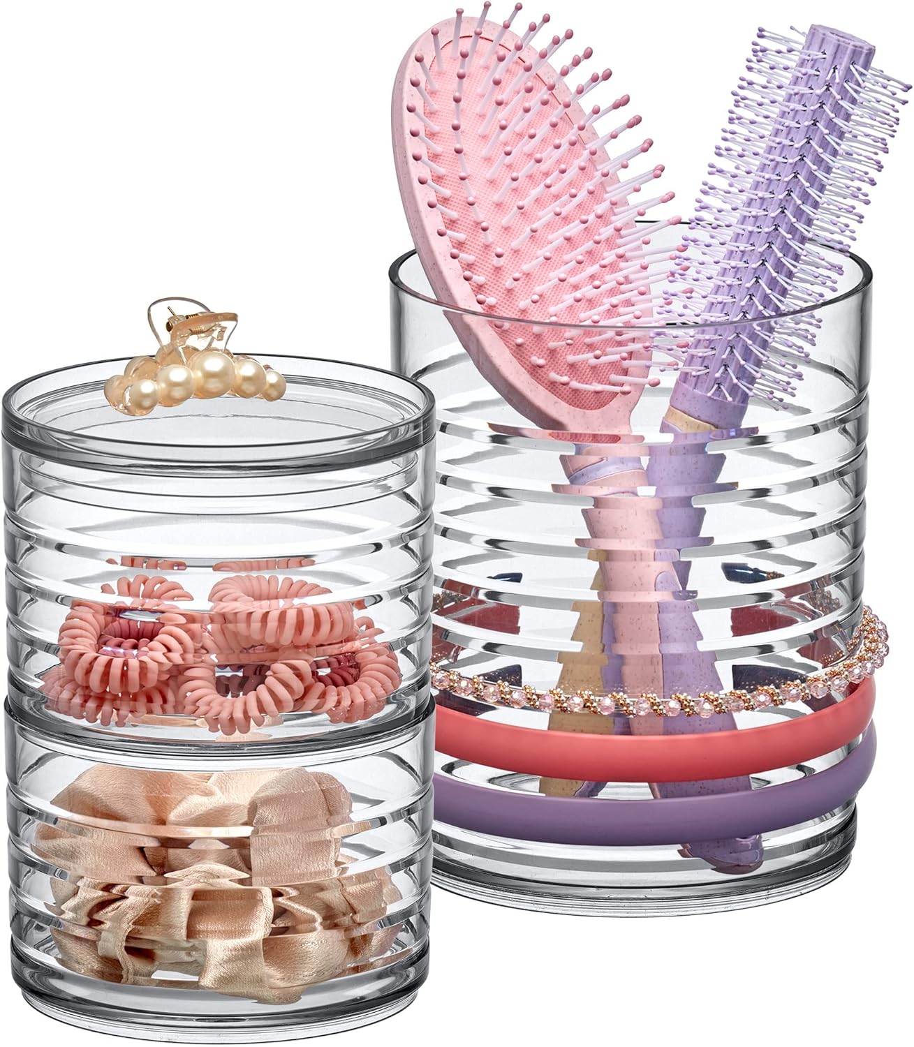 Amazing Abby – Intrigue – Acrylic Headband Organizer, Plastic Hairbrush Holder, Stackable Container for Hair Accessories and Beauty Supplies, Perfect Storage for Vanity and Bathroom, Crystal Clear Amazing Abby – Intrigue – Acrylic Headband Organizer, Plastic Hairbrush Holder, Stackable Container for Hair Accessories and Beauty Supplies, Perfect Storage for Vanity and Bathroom, Crystal Clear