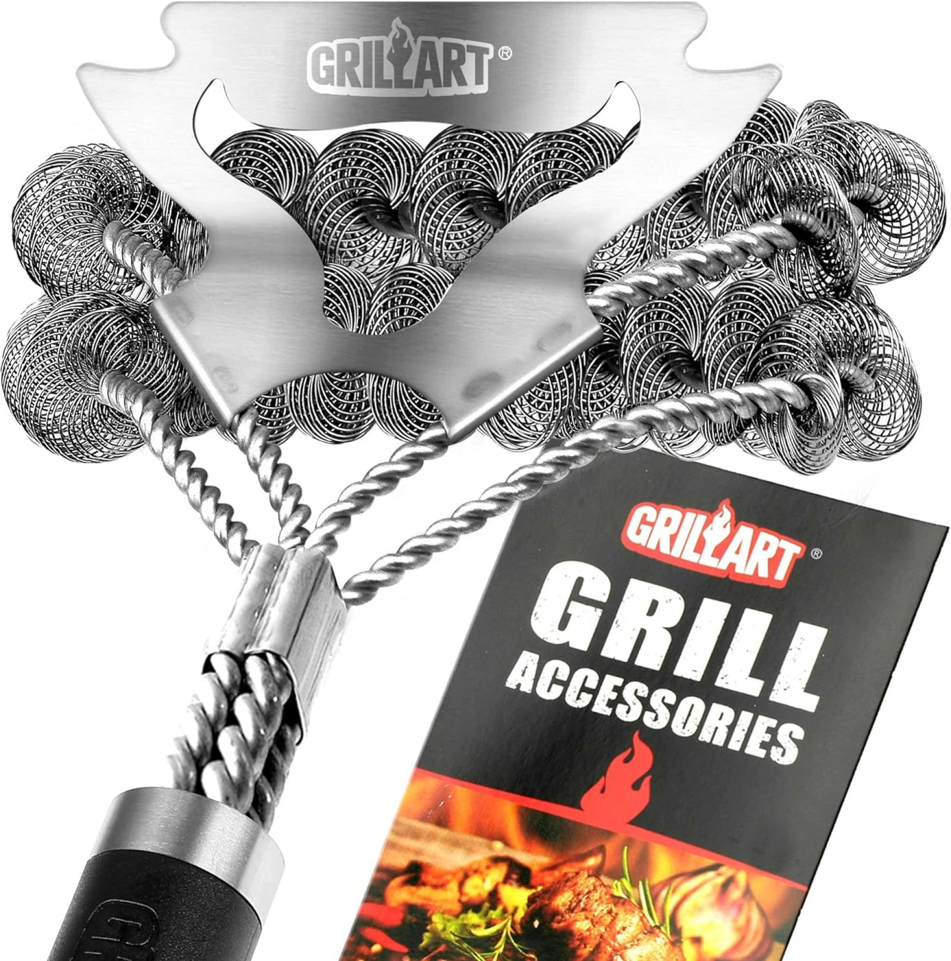 GRILLART Grill Brush for Outdoor Grill Bristle Free – Safe BBQ Grill Cleaner Brush – 18″ BBQ Brush for Grill Cleaning Kit -Stainless Grill Cleaning Brush BBQ Grill Accessories Tools- Gifts for Men Dad GRILLART Grill Brush for Outdoor Grill Bristle Free – Safe BBQ Grill Cleaner Brush – 18″ BBQ Brush for Grill Cleaning Kit -Stainless Grill Cleaning Brush BBQ Grill Accessories Tools- Gifts for Men Dad