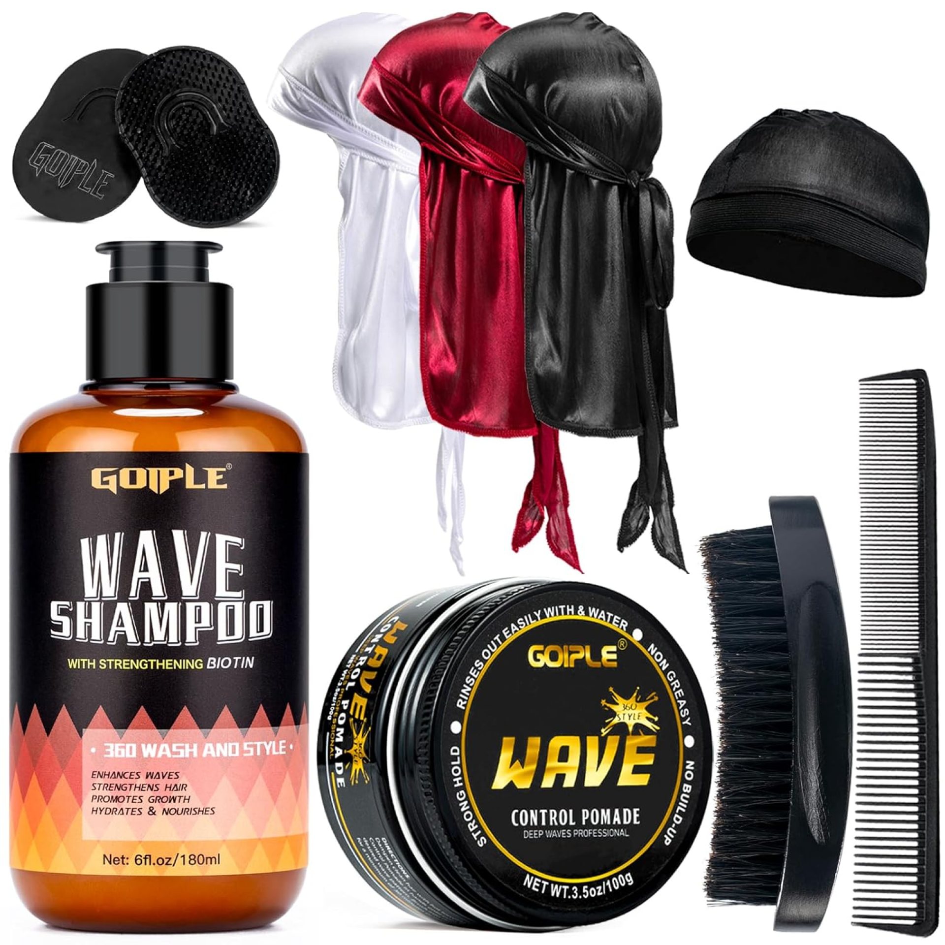 Goiple Waves Pomade-360 Waves Wash Shampoo -Wave Shampoo for Black Men 360 Wave Shampoo Hydration Shampoo Enhance Waves Shampoo Strenghtens Hair Promote Growth Wave Shampoo Set Goiple Waves Pomade-360 Waves Wash Shampoo -Wave Shampoo for Black Men 360 Wave Shampoo Hydration Shampoo Enhance Waves Shampoo Strenghtens Hair Promote Growth Wave Shampoo Set