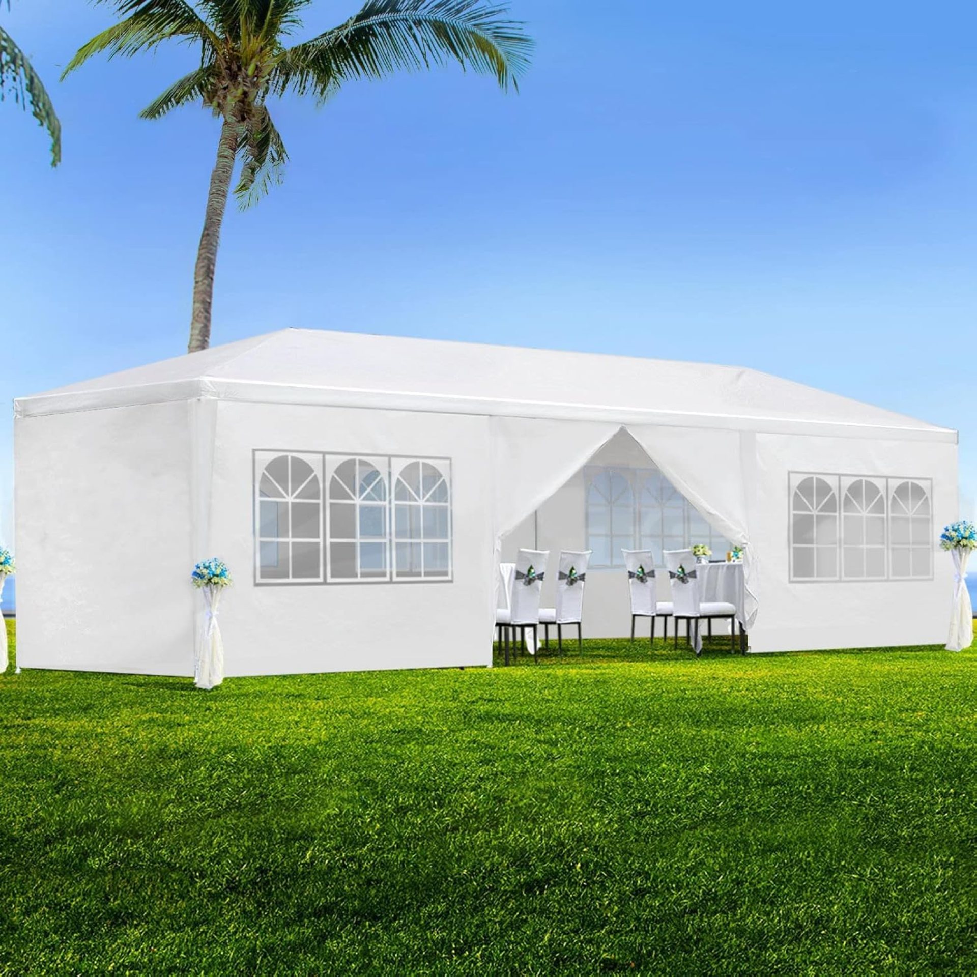 10’x30′ Outdoor Party Tent, Large Wedding Birthday Tents for Parties, White Canopy Tent with 8 Removable Sidewalls & Transparent Windows, Outside Gazebo Event Tent for Garden, Patio and Backyard 10’x30′ Outdoor Party Tent, Large Wedding Birthday Tents for Parties, White Canopy Tent with 8 Removable Sidewalls & Transparent Windows, Outside Gazebo Event Tent for Garden, Patio and Backyard