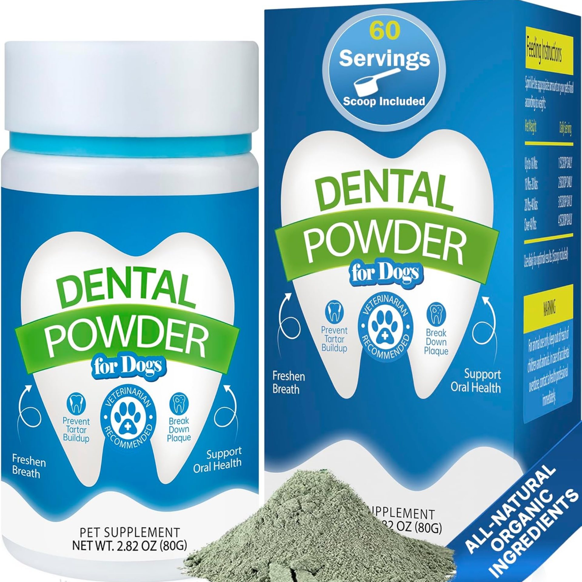 Dental Powder for Dogs – Plaque Control & Tartar Remover, Breath Freshener with Probiotics, Vitamins & Natural Extracts – Perio Support Powder for Dogs, 2.82 oz (80g) Dental Powder for Dogs – Plaque Control & Tartar Remover, Breath Freshener with Probiotics, Vitamins & Natural Extracts – Perio Support Powder for Dogs, 2.82 oz (80g)